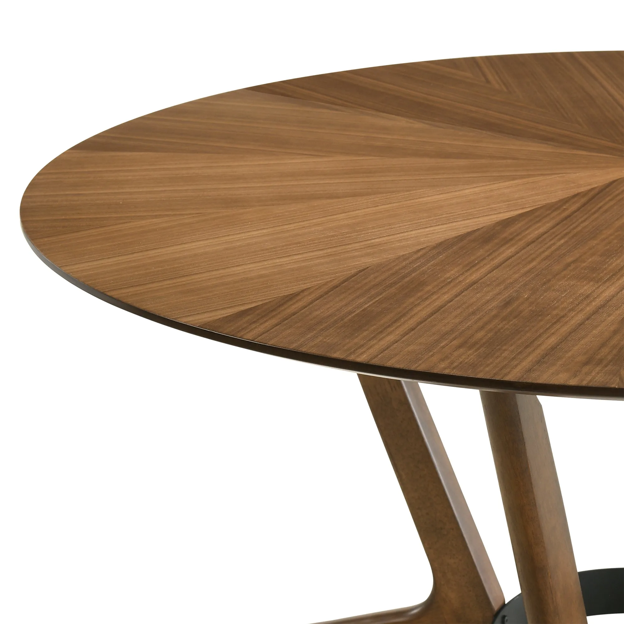 Santana 7 Piece Round Walnut Wood Dining Table Set with Blue Fabric By Armen Living
