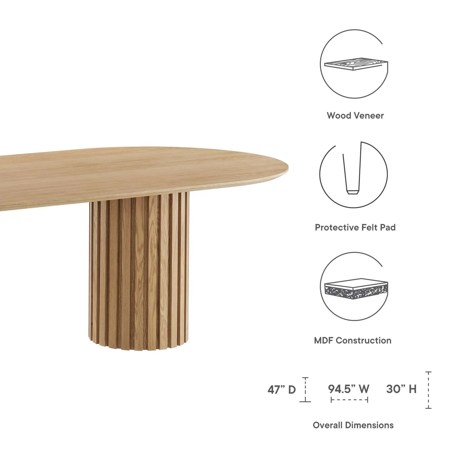 Senja 95" Oval Dining Table By Modway - EEI-6065