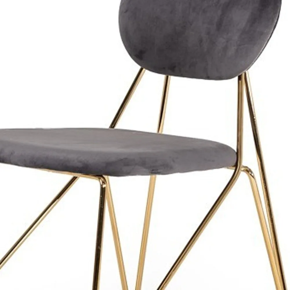 Set Of 2 Mid Century Mod Grey Velvet And Gold Dining Chairs By Homeroots