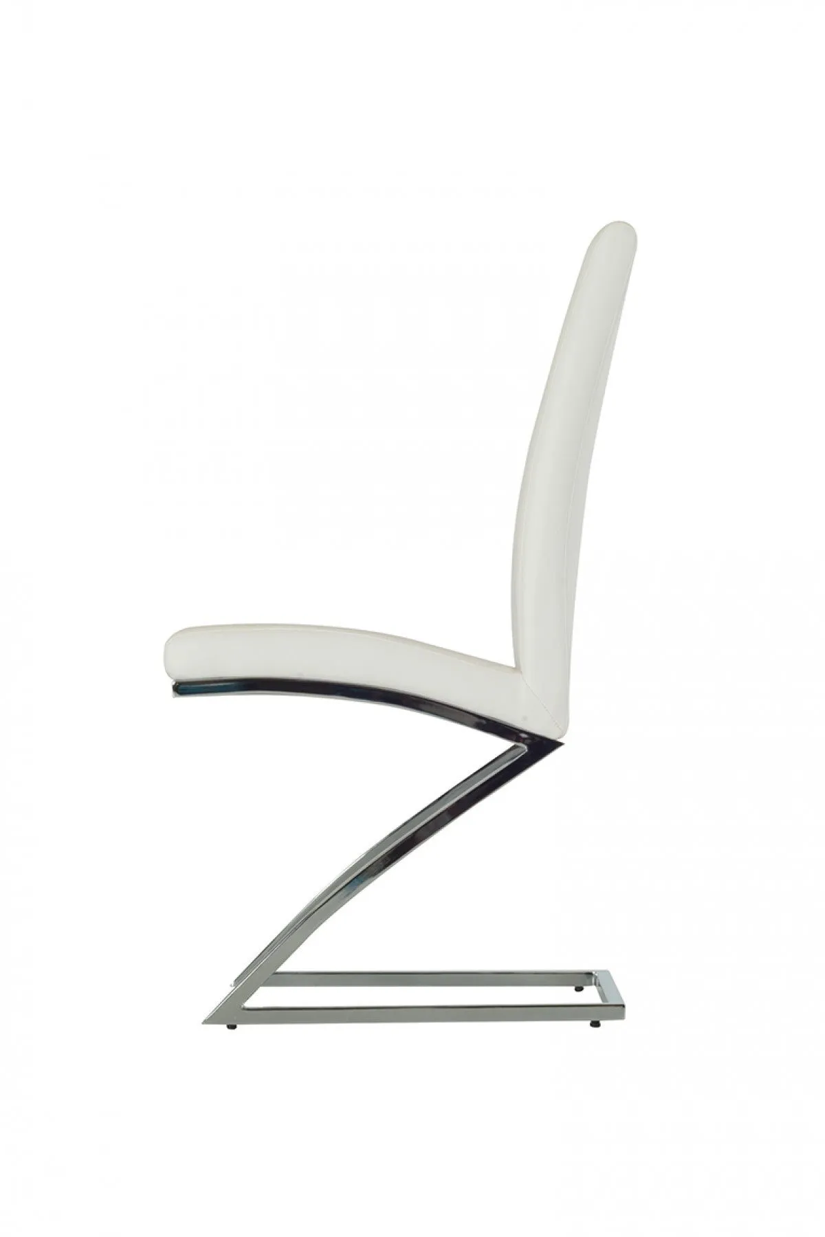 Set Of 2 Modern White Faux Leather And Chrome Dining Chairs By Homeroots