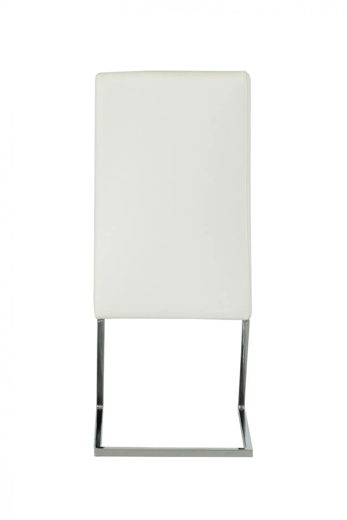 Set Of 2 Modern White Faux Leather And Chrome Dining Chairs By Homeroots