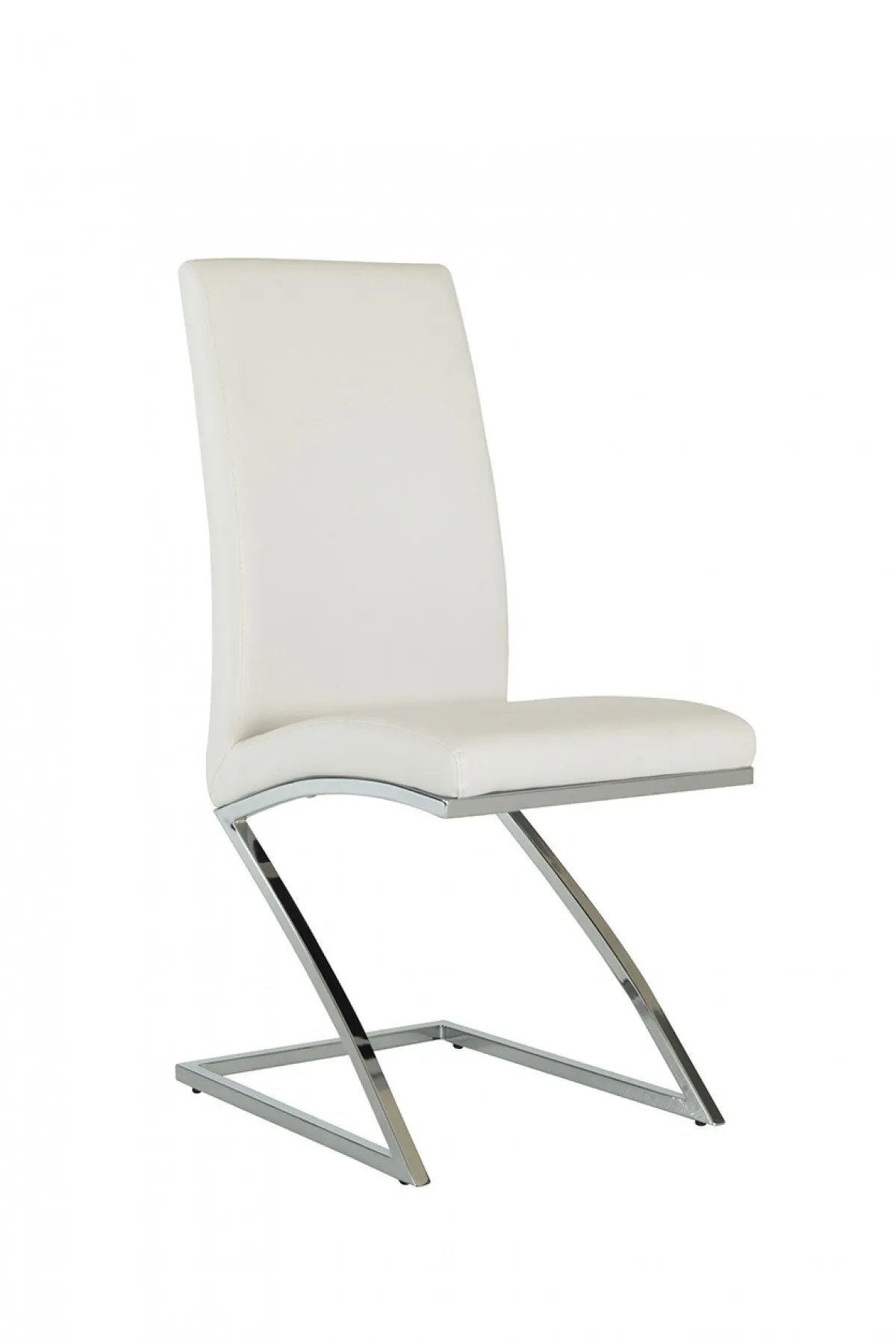 Set Of 2 Modern White Faux Leather And Chrome Dining Chairs By Homeroots