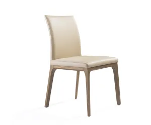 Set Of 2 Taupe Faux Leather Dining Chairs By Homeroots - 370661