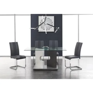 Set Of 4 Grey Two Toned Dining Chairs With Silver Tone Metal Base By Homeroots