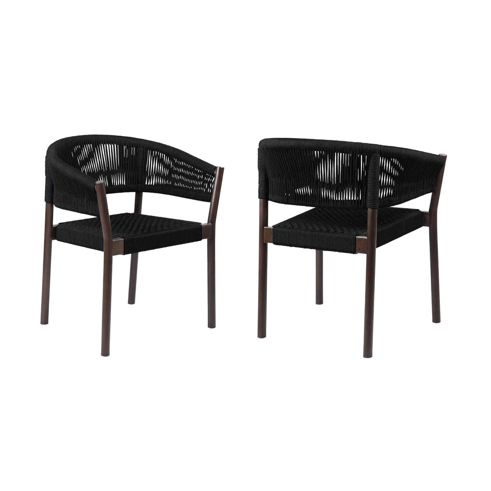 Set of Two Black Solid Wood Outdoor Dining Chair By Homeroots