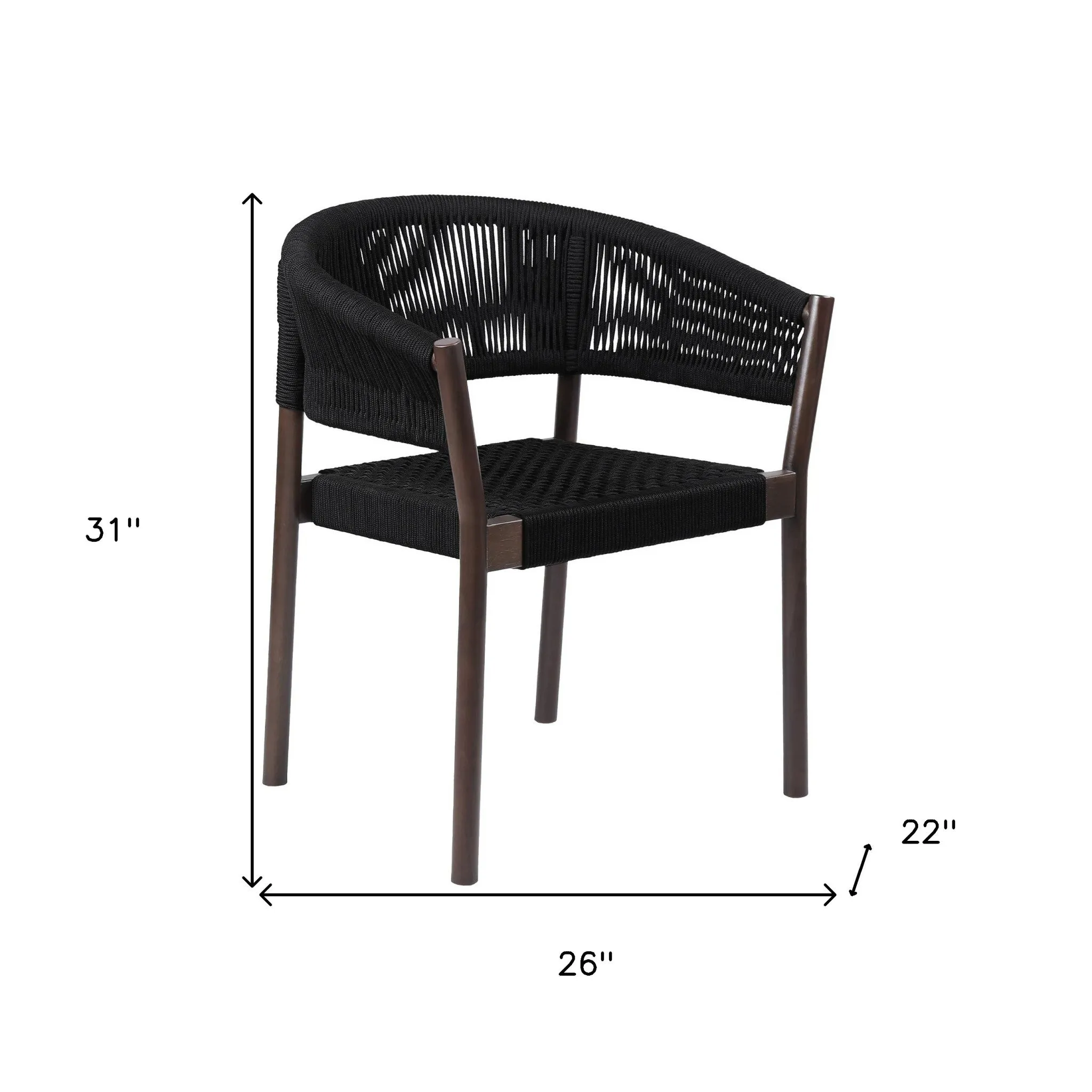 Set of Two Black Solid Wood Outdoor Dining Chair By Homeroots