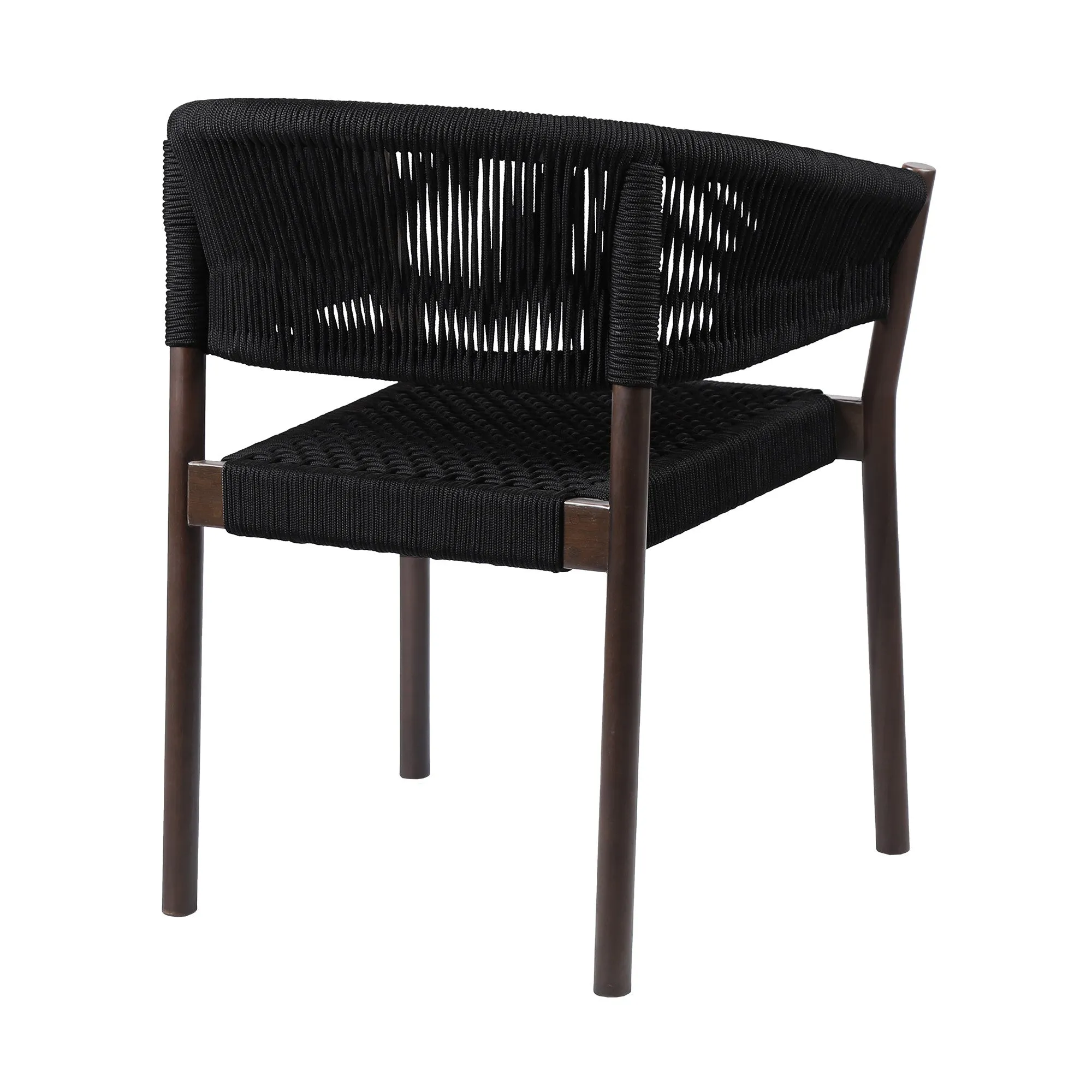 Set of Two Black Solid Wood Outdoor Dining Chair By Homeroots