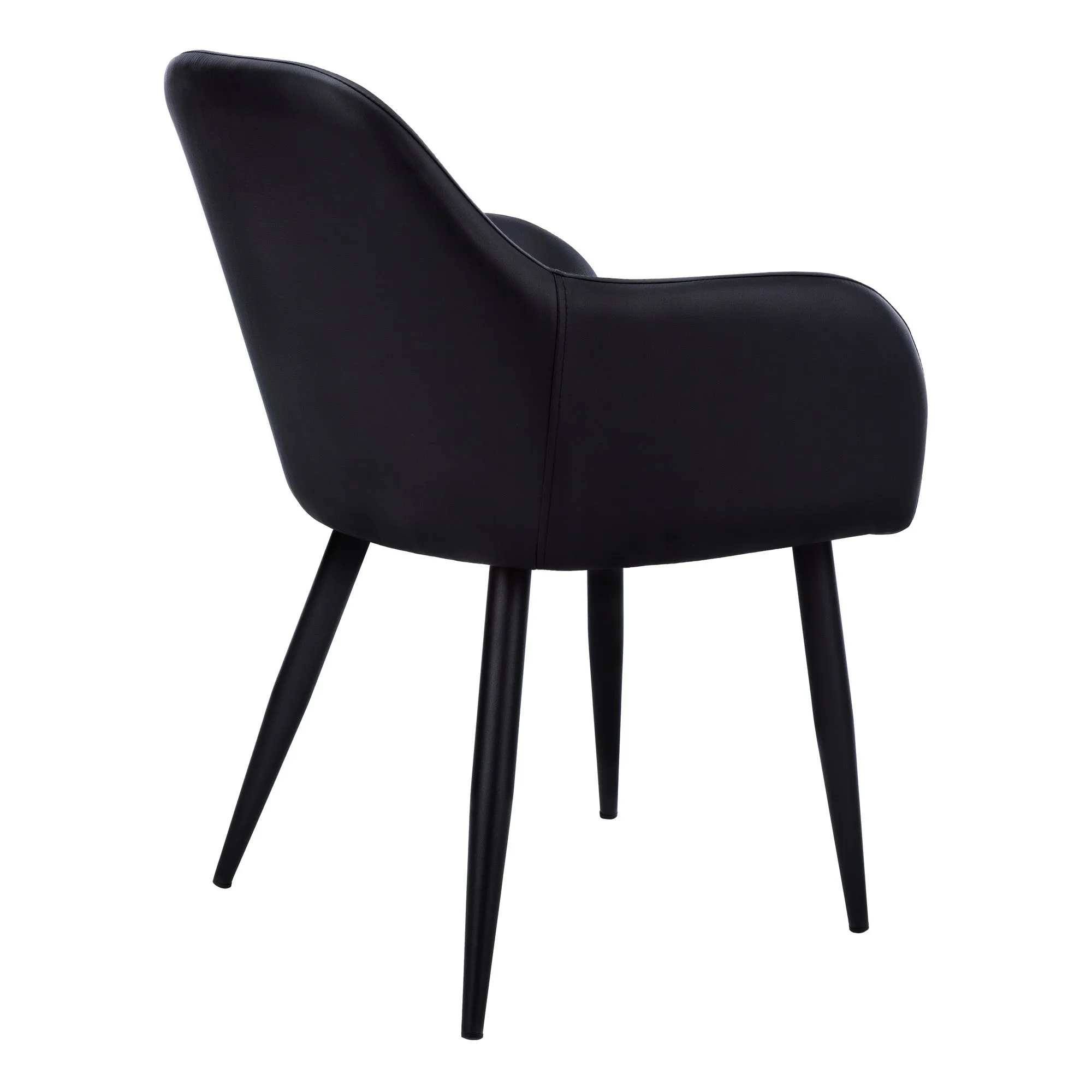 Set of Two Black Upholstered Faux Leather Dining Arm Chairs By Homeroots