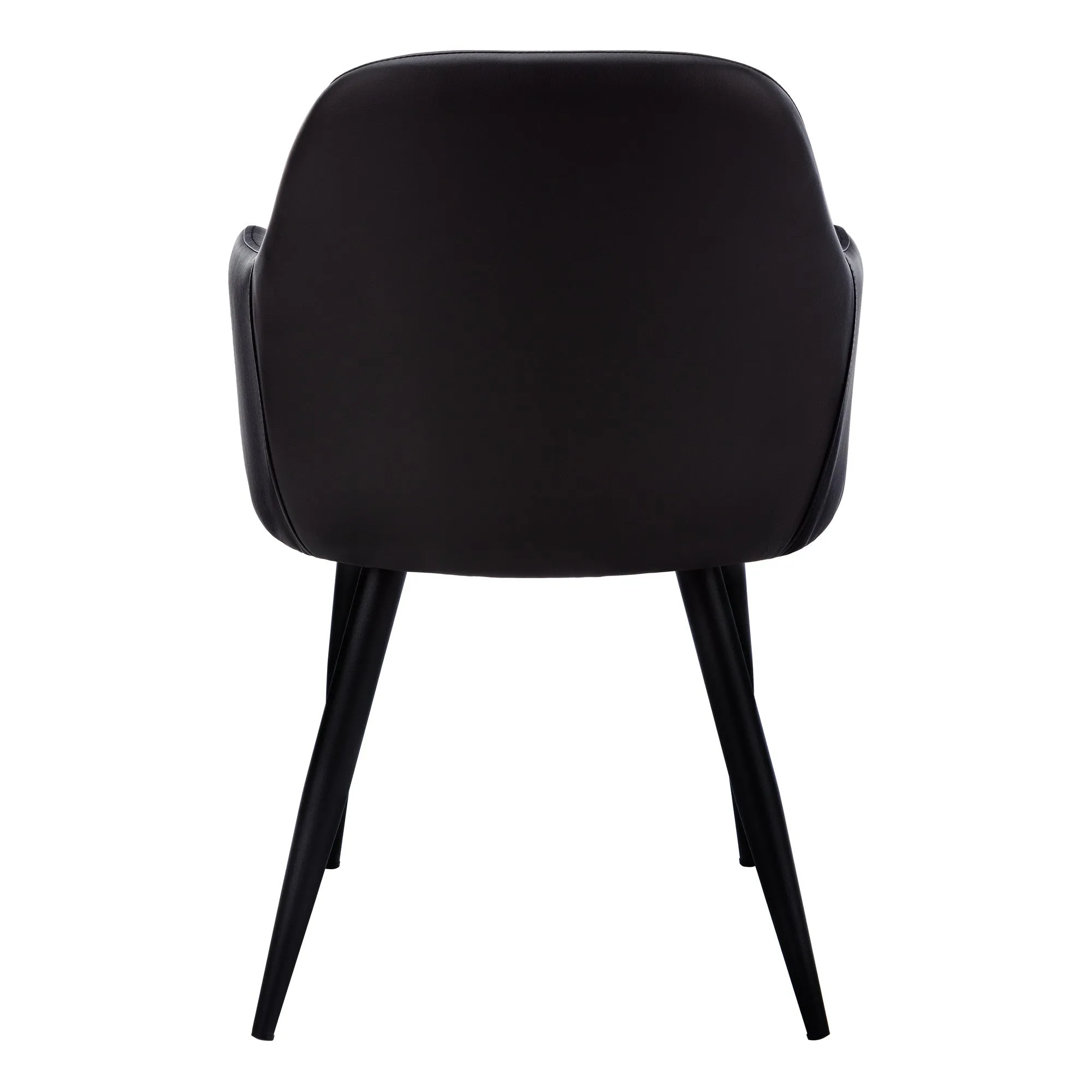 Set of Two Black Upholstered Faux Leather Dining Arm Chairs By Homeroots