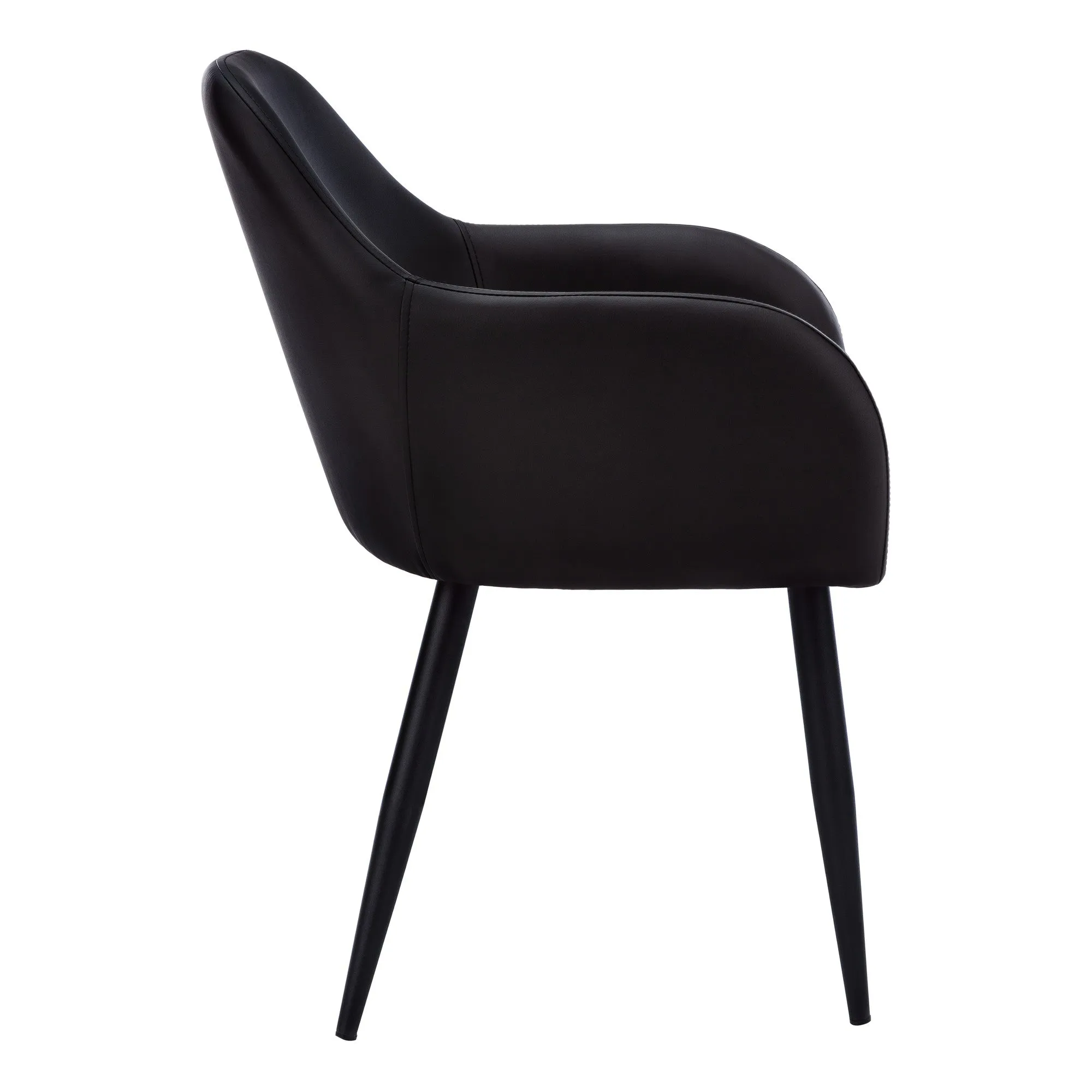 Set of Two Black Upholstered Faux Leather Dining Arm Chairs By Homeroots