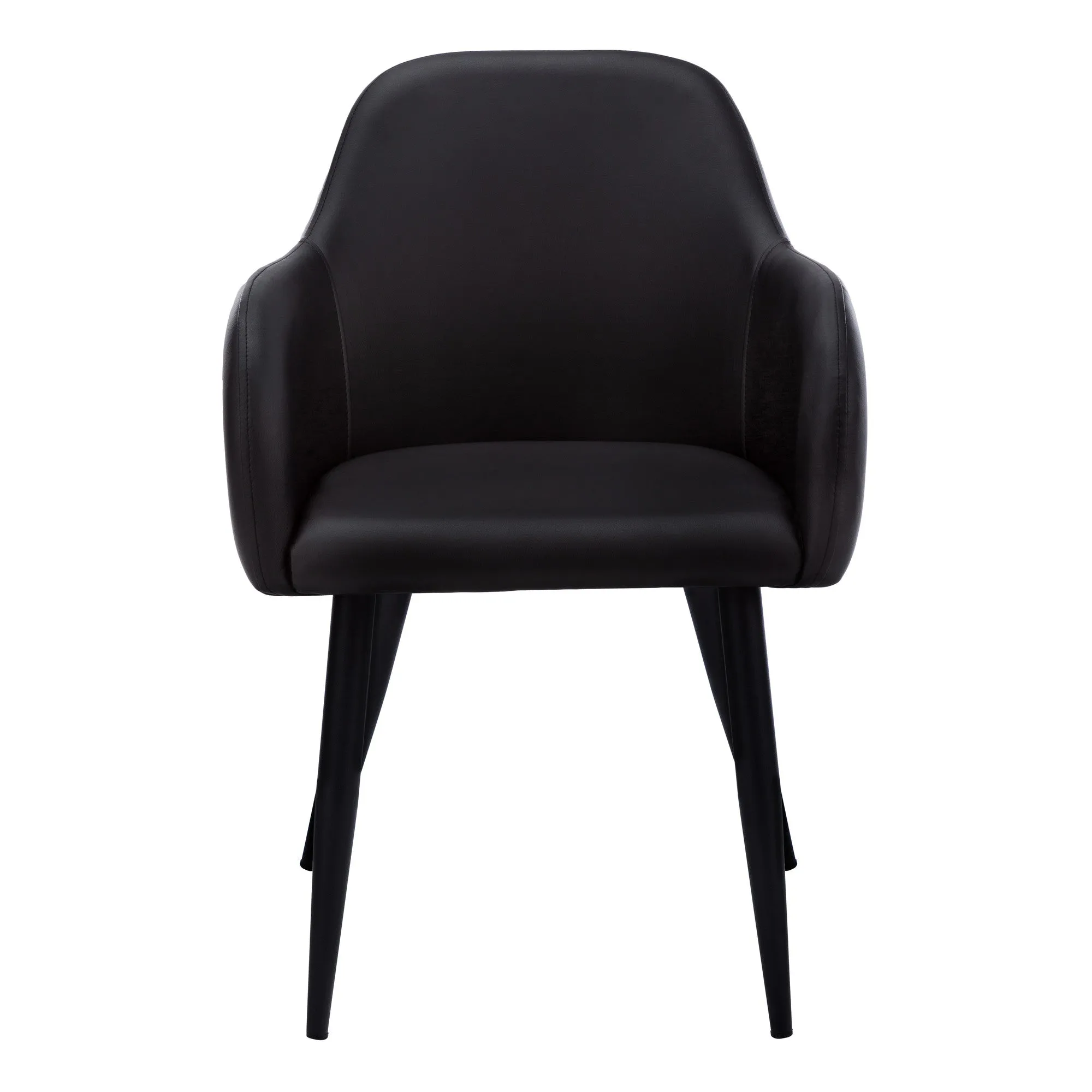 Set of Two Black Upholstered Faux Leather Dining Arm Chairs By Homeroots