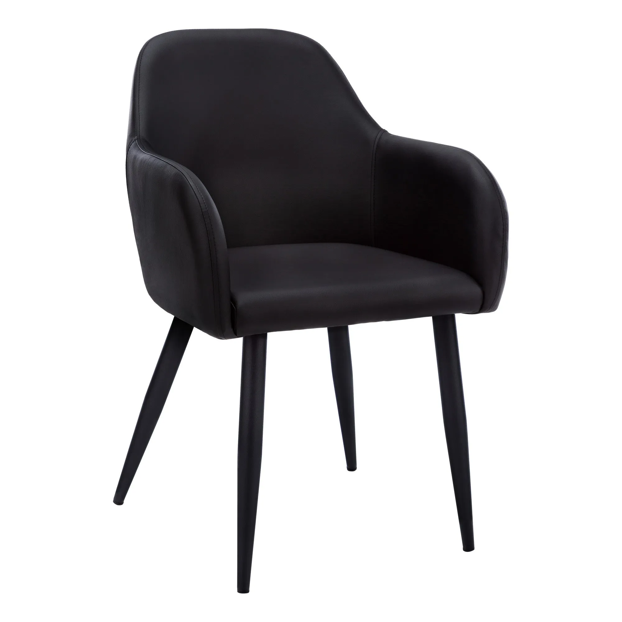 Set of Two Black Upholstered Faux Leather Dining Arm Chairs By Homeroots