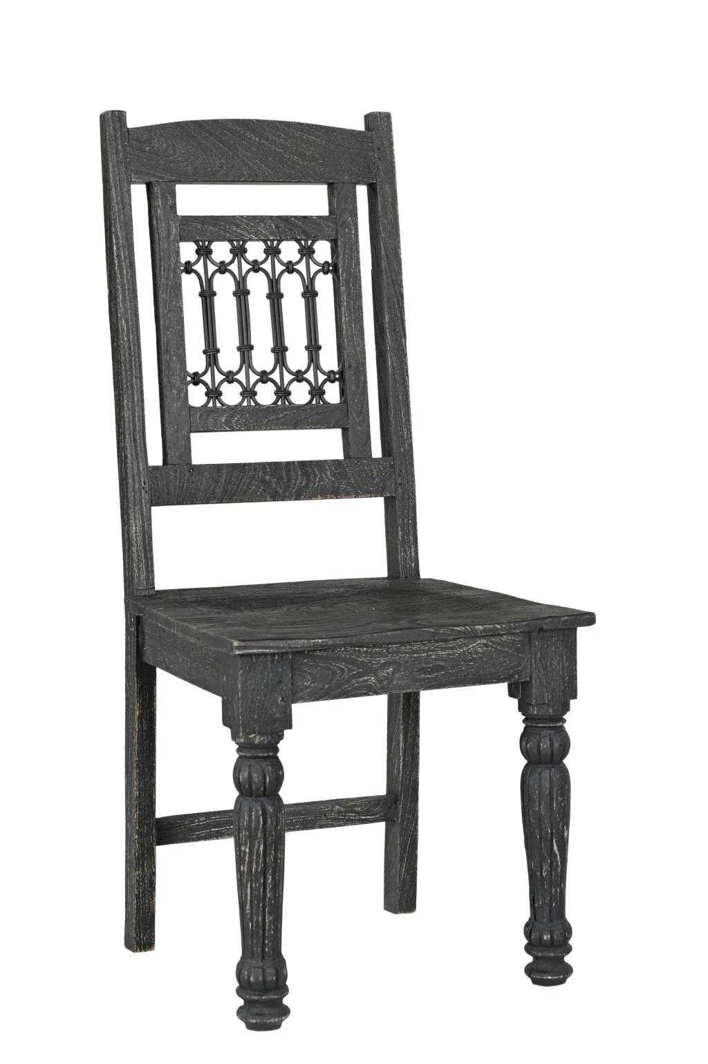 Set of Two Black Wood Slat Back Dining Side Chairs By Homeroots