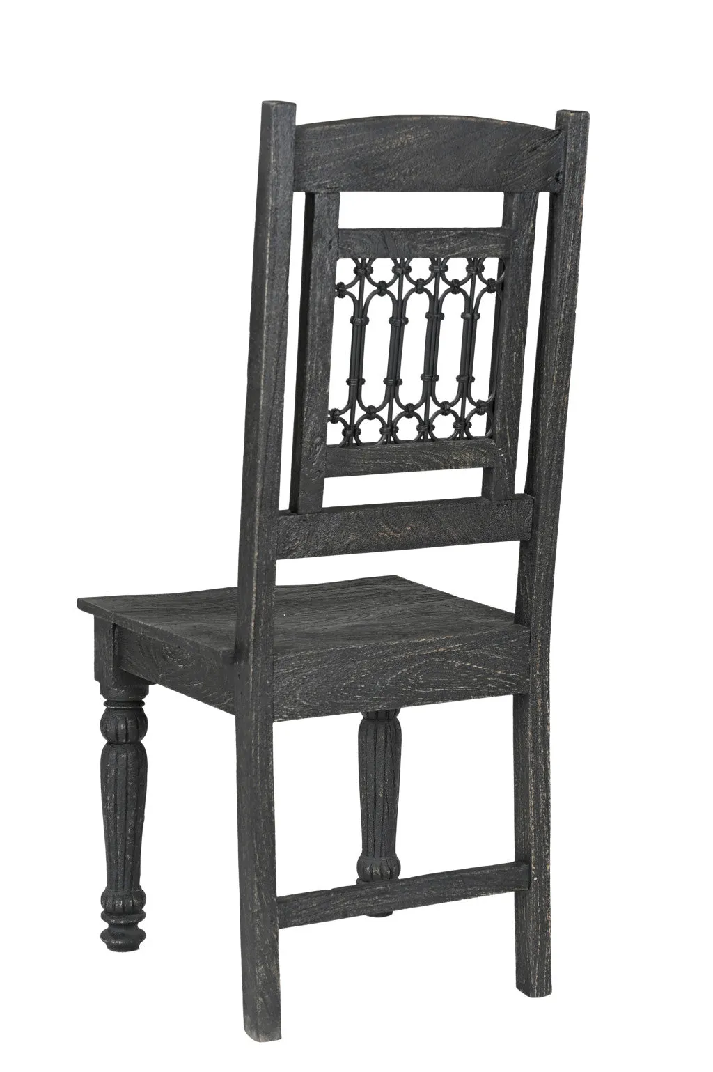 Set of Two Black Wood Slat Back Dining Side Chairs By Homeroots