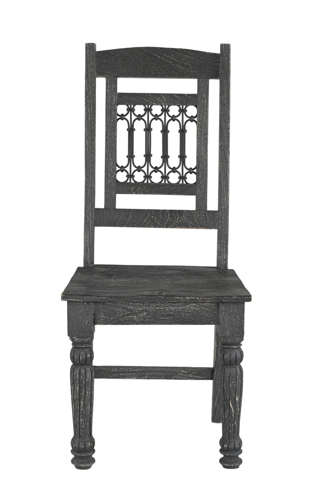Set of Two Black Wood Slat Back Dining Side Chairs By Homeroots