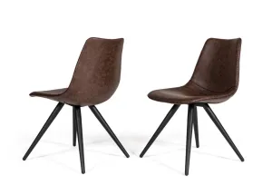Set of Two Brown Modern Dining Chairs By Homeroots