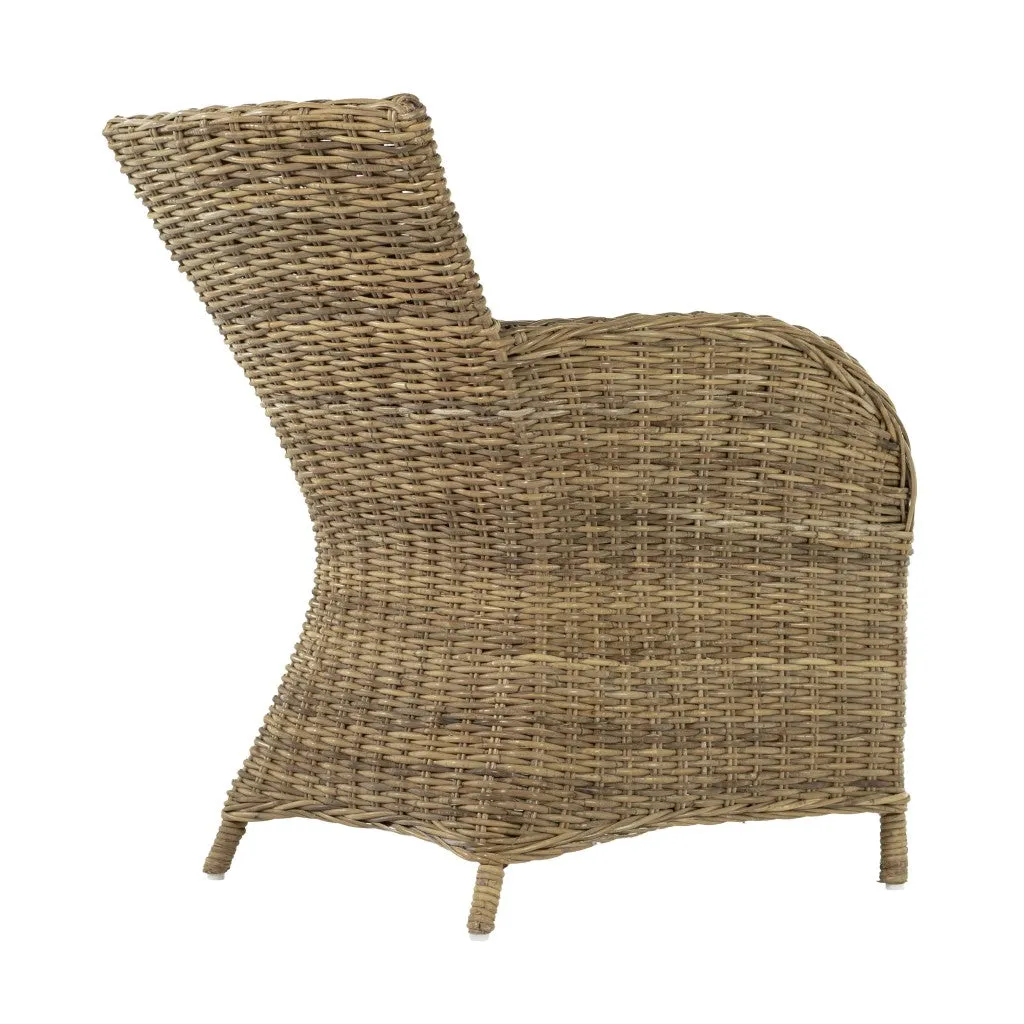 Set of Two Cream And Tan Rattan Dining Arm Chairs By Homeroots