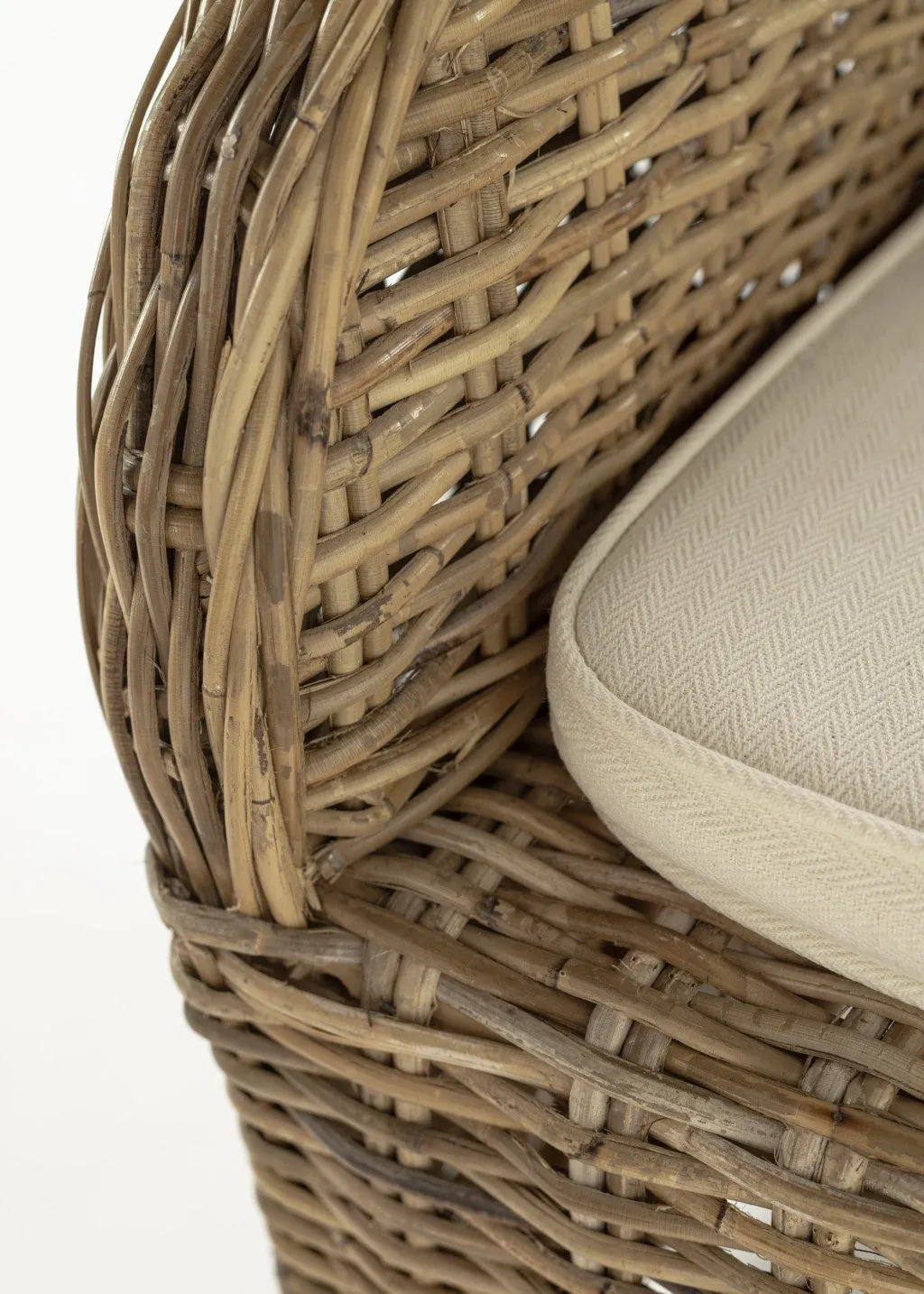 Set of Two Cream And Tan Rattan Dining Arm Chairs By Homeroots