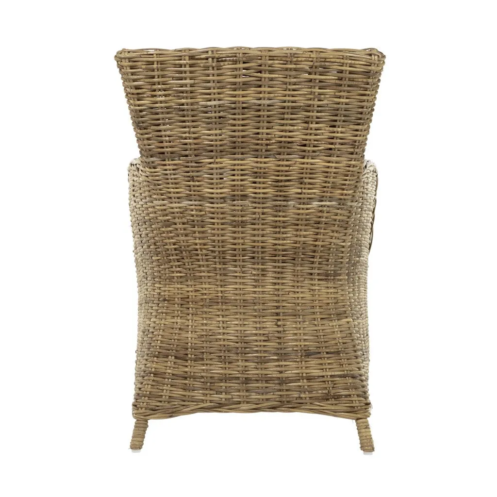 Set of Two Cream And Tan Rattan Dining Arm Chairs By Homeroots