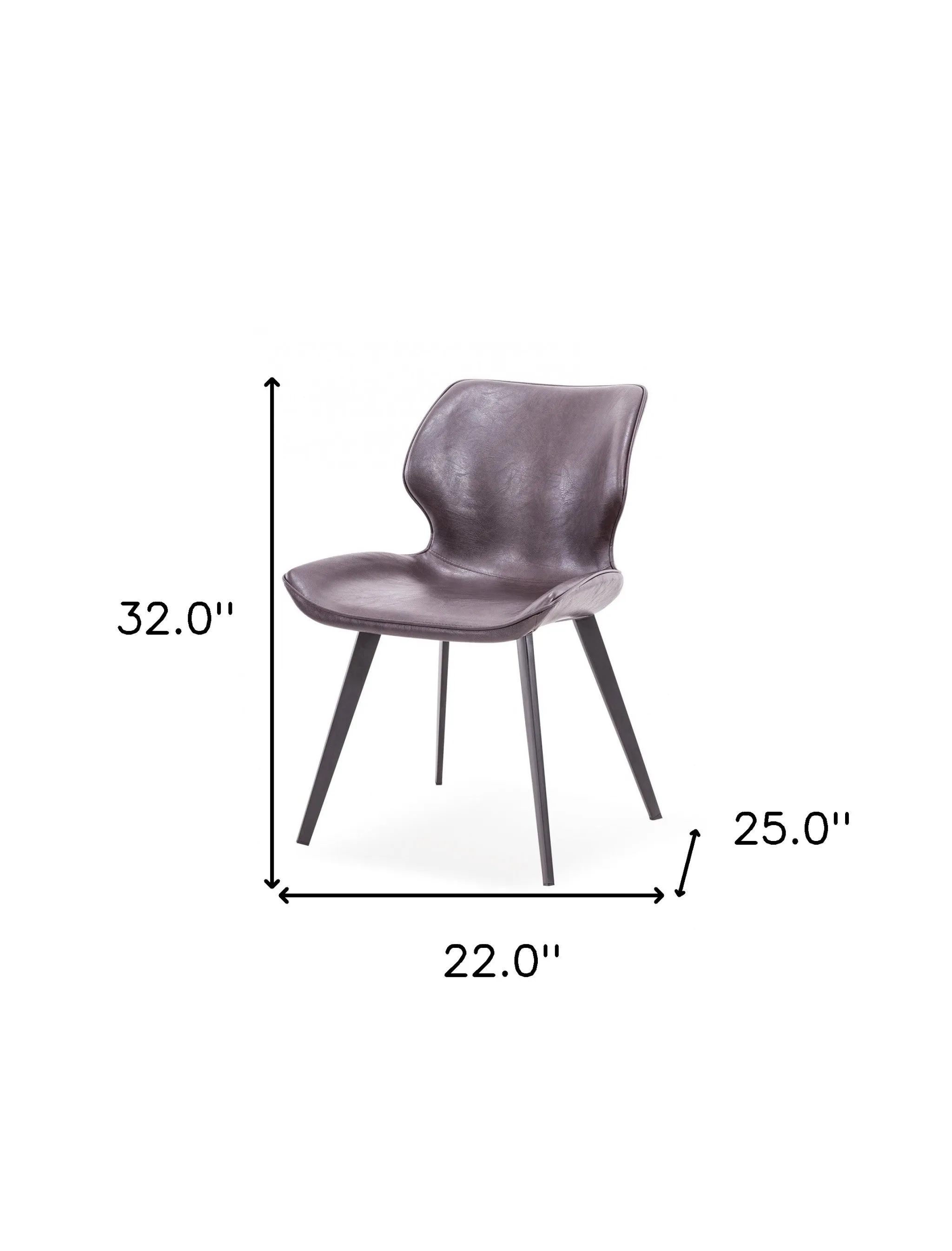 Set of Two Dark Brown And Black Upholstered Faux Leather Dining Side Chairs By Homeroots