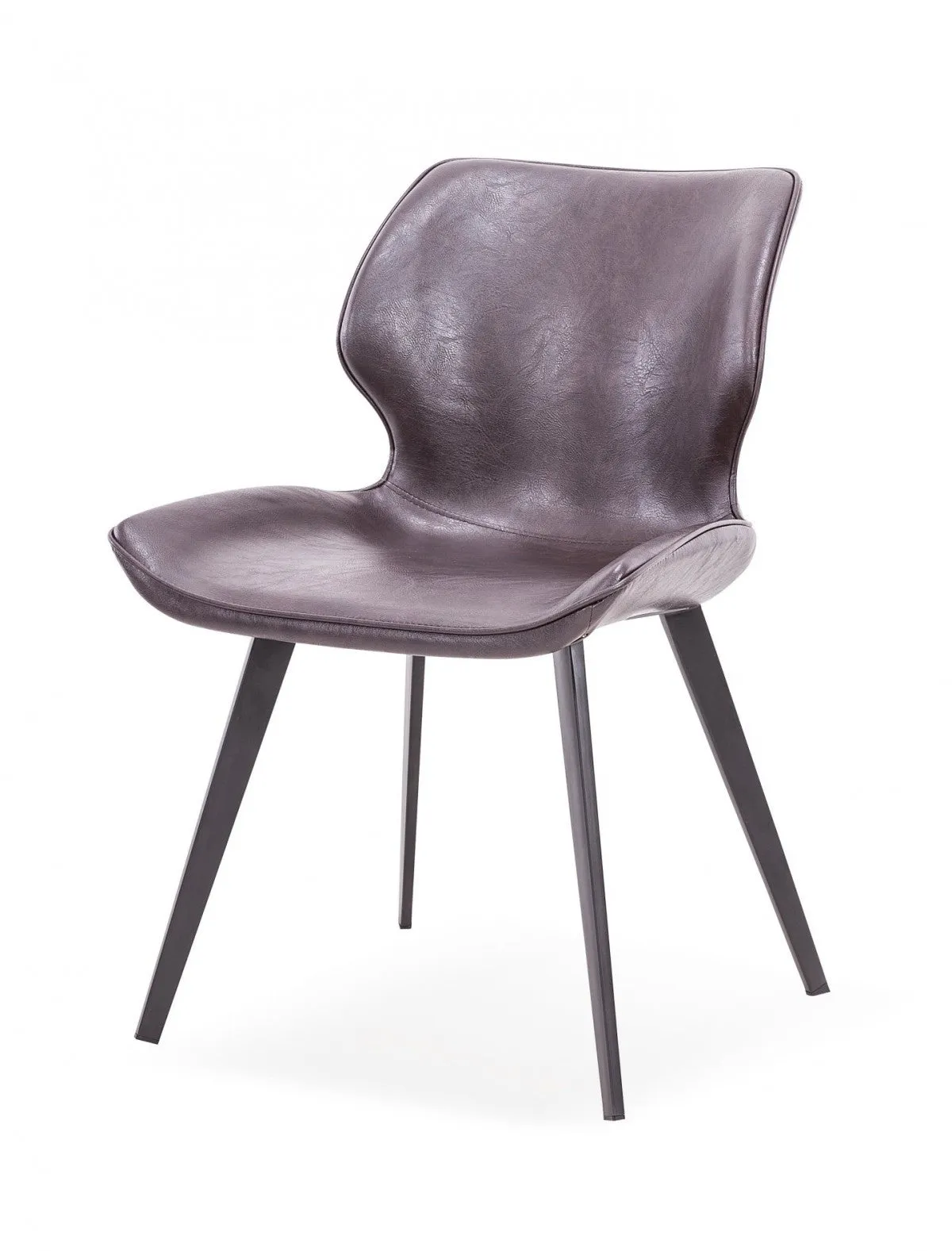 Set of Two Dark Brown And Black Upholstered Faux Leather Dining Side Chairs By Homeroots