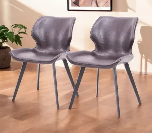 Set of Two Dark Brown And Black Upholstered Faux Leather Dining Side Chairs By Homeroots