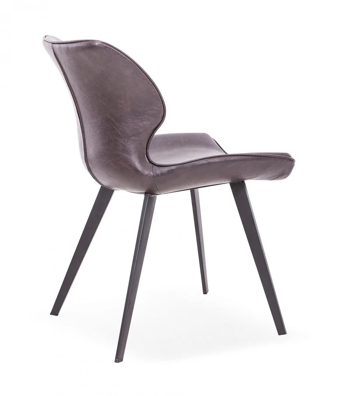 Set of Two Dark Brown And Black Upholstered Faux Leather Dining Side Chairs By Homeroots