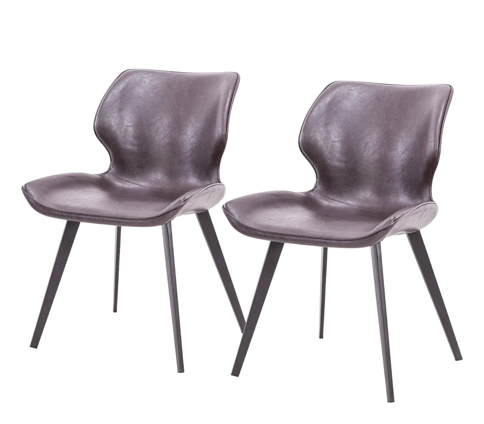 Set of Two Dark Brown And Black Upholstered Faux Leather Dining Side Chairs By Homeroots