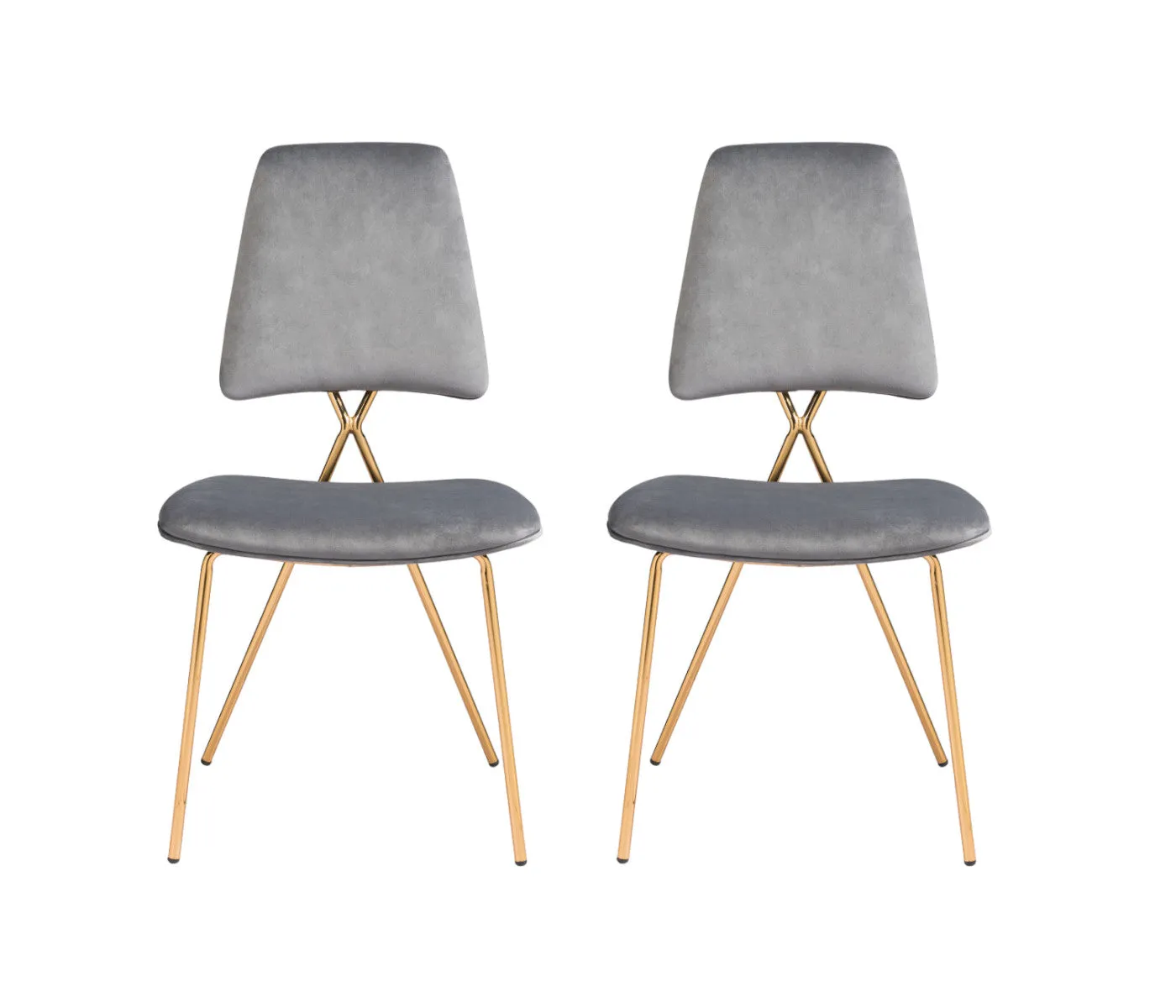 Set of Two Gray And Gold Upholstered Velvet Open Back Dining Side Chairs By Homeroots