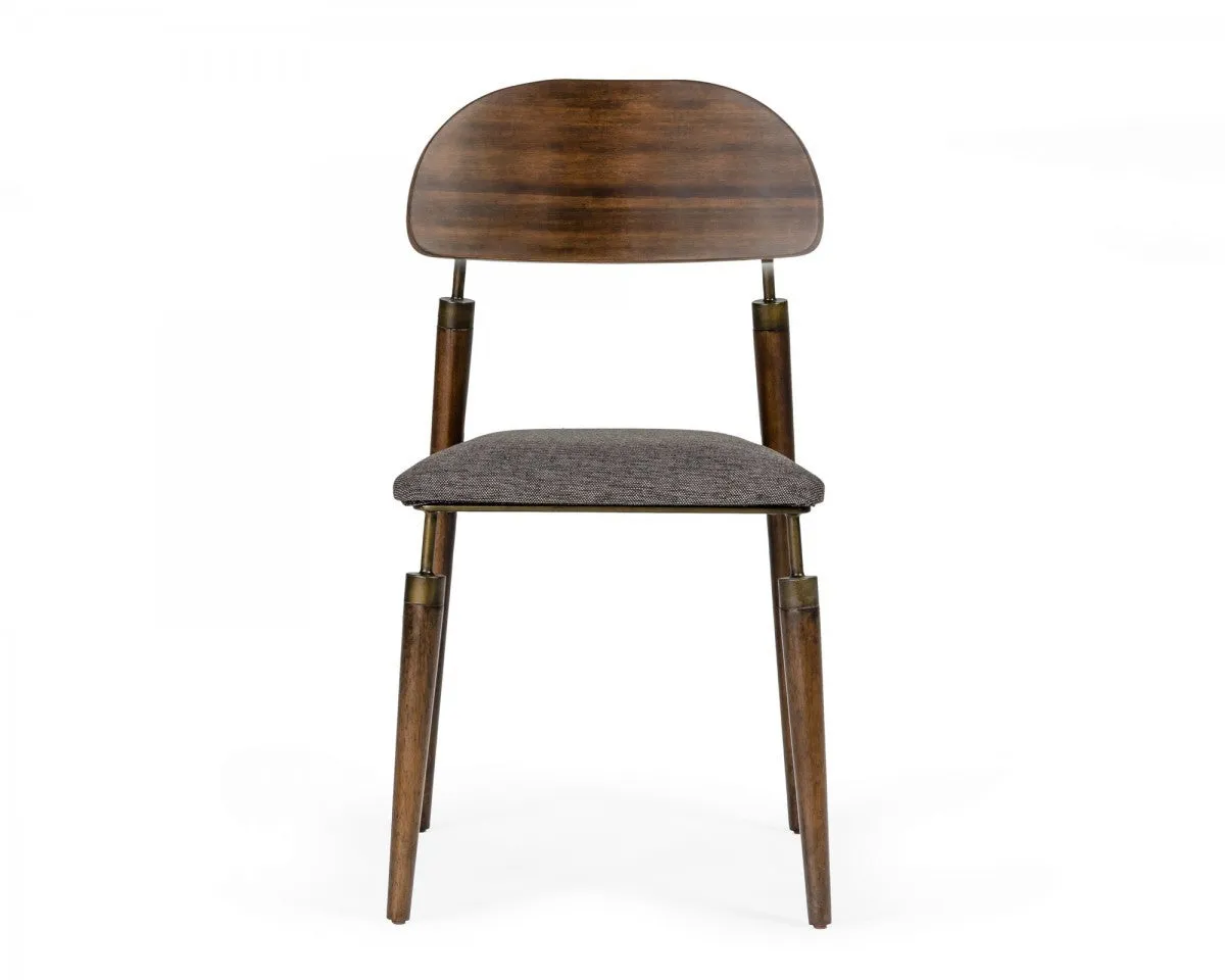 Set of Two Gray Brown Mid Century Dining Chairs By Homeroots