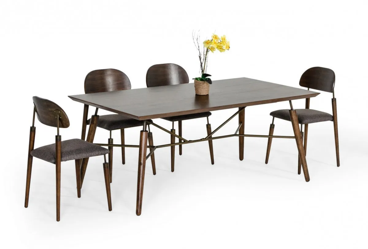 Set of Two Gray Brown Mid Century Dining Chairs By Homeroots