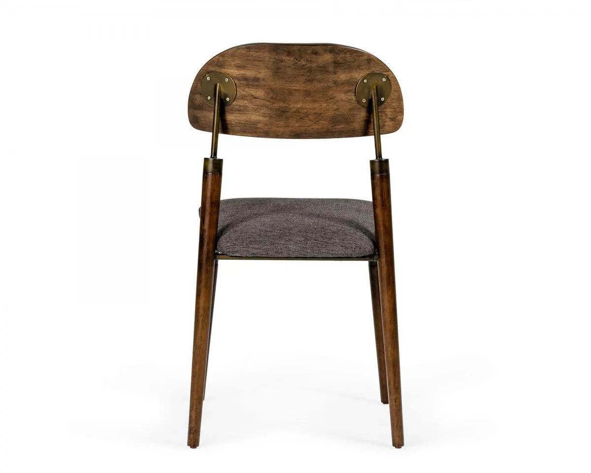 Set of Two Gray Brown Mid Century Dining Chairs By Homeroots