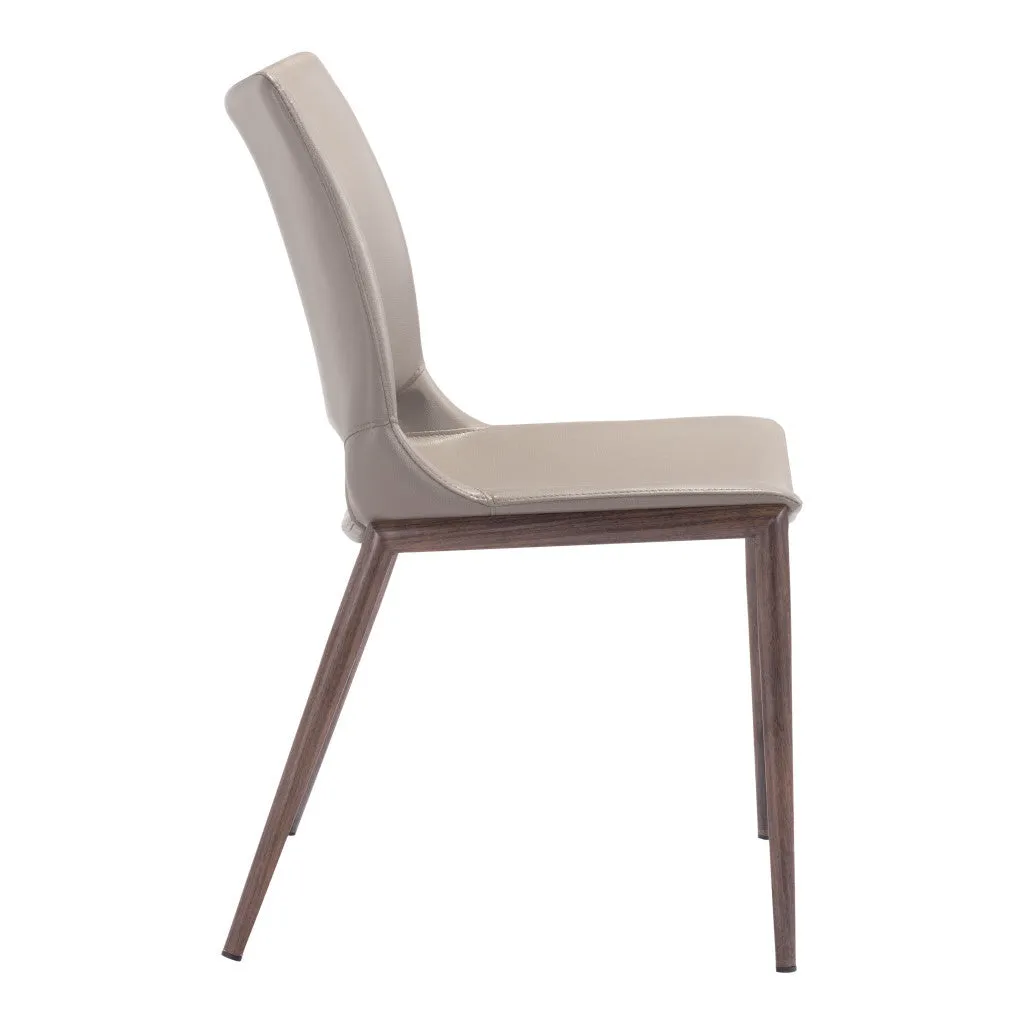 Set of Two Gray Faux Leather and Espresso Mod Ergo Dining Chairs By Homeroots