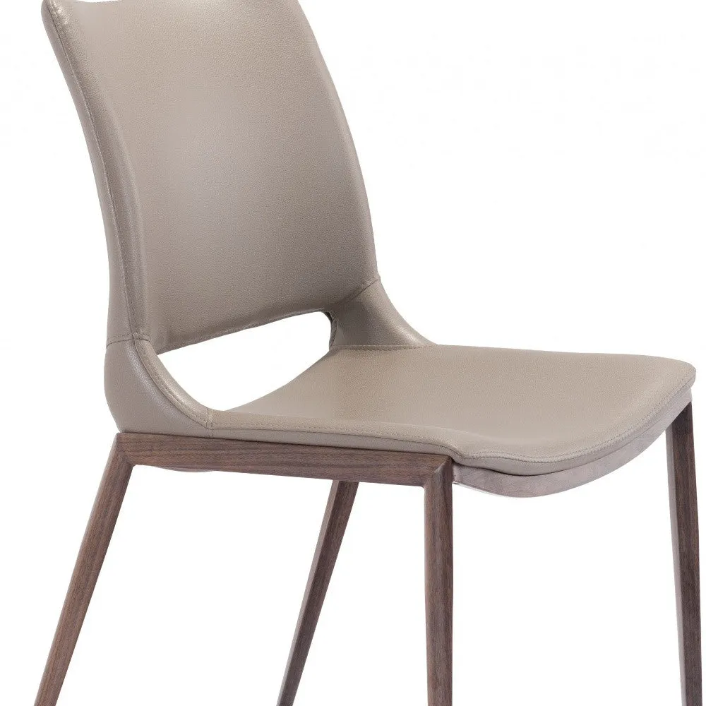 Set of Two Gray Faux Leather and Espresso Mod Ergo Dining Chairs By Homeroots