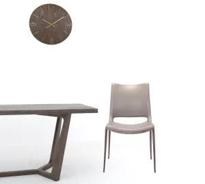 Set of Two Gray Faux Leather and Espresso Mod Ergo Dining Chairs By Homeroots