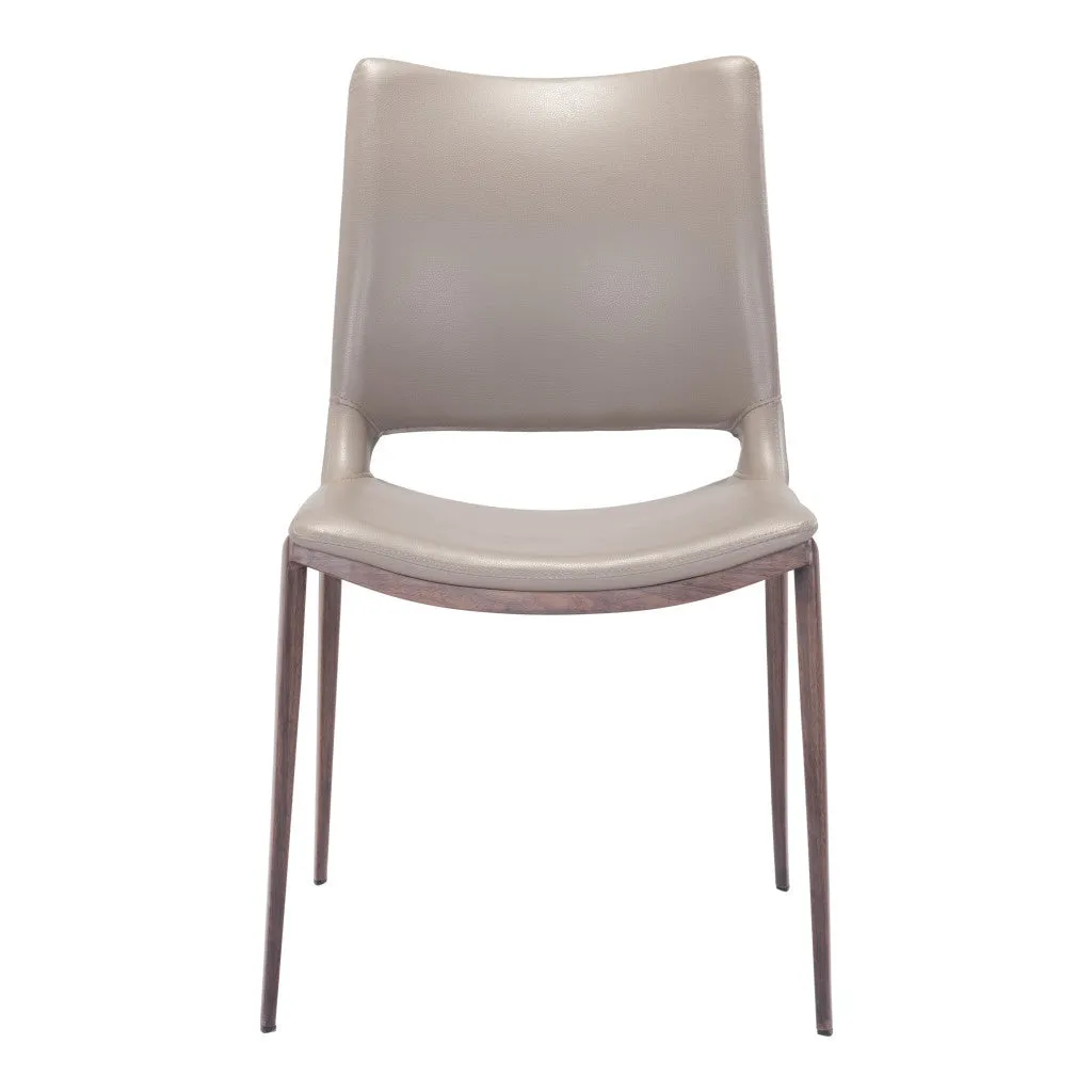 Set of Two Gray Faux Leather and Espresso Mod Ergo Dining Chairs By Homeroots