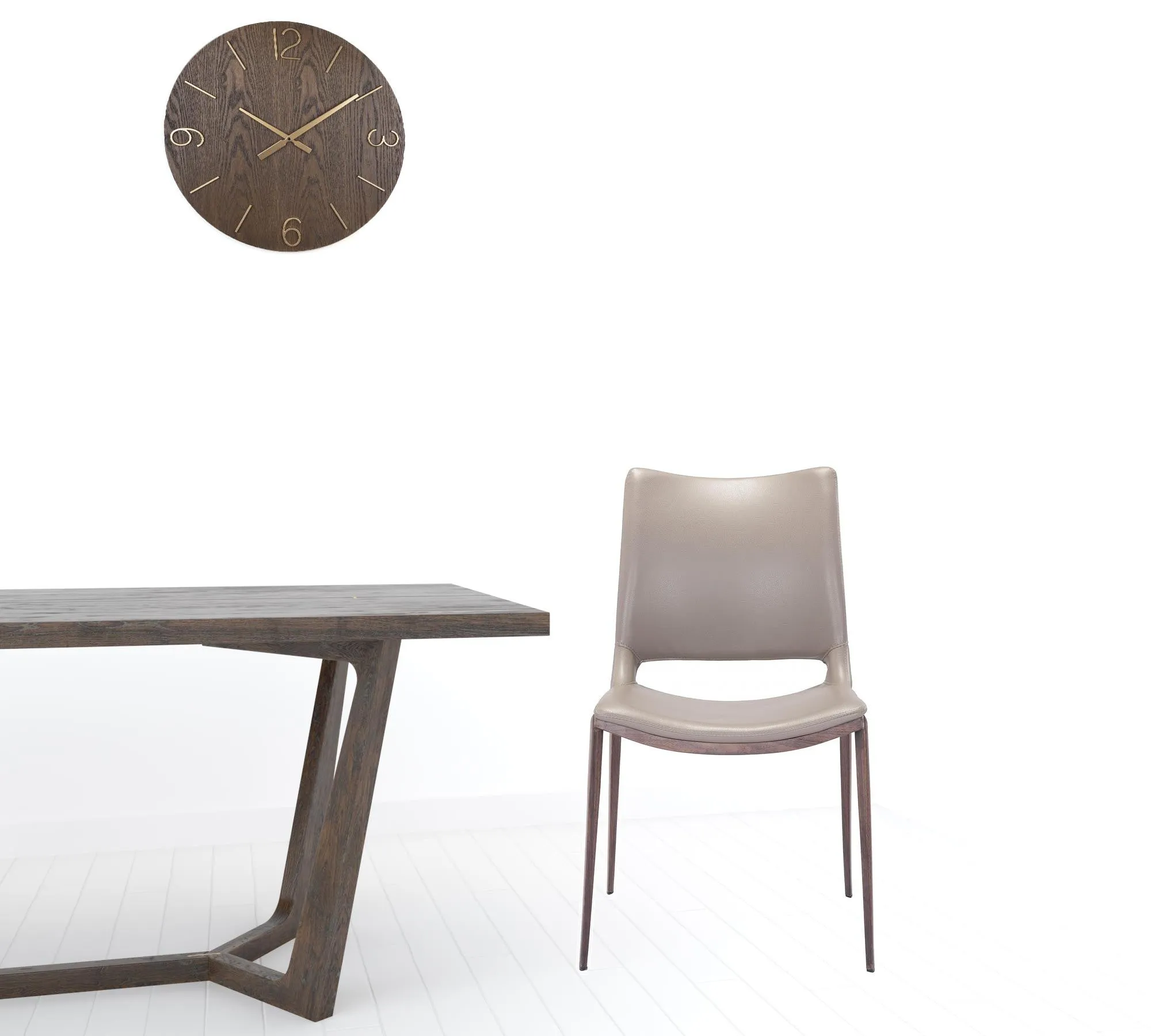 Set of Two Gray Faux Leather and Espresso Mod Ergo Dining Chairs By Homeroots