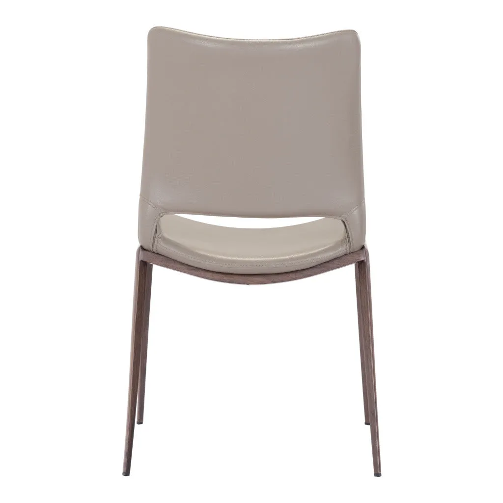 Set of Two Gray Faux Leather and Espresso Mod Ergo Dining Chairs By Homeroots