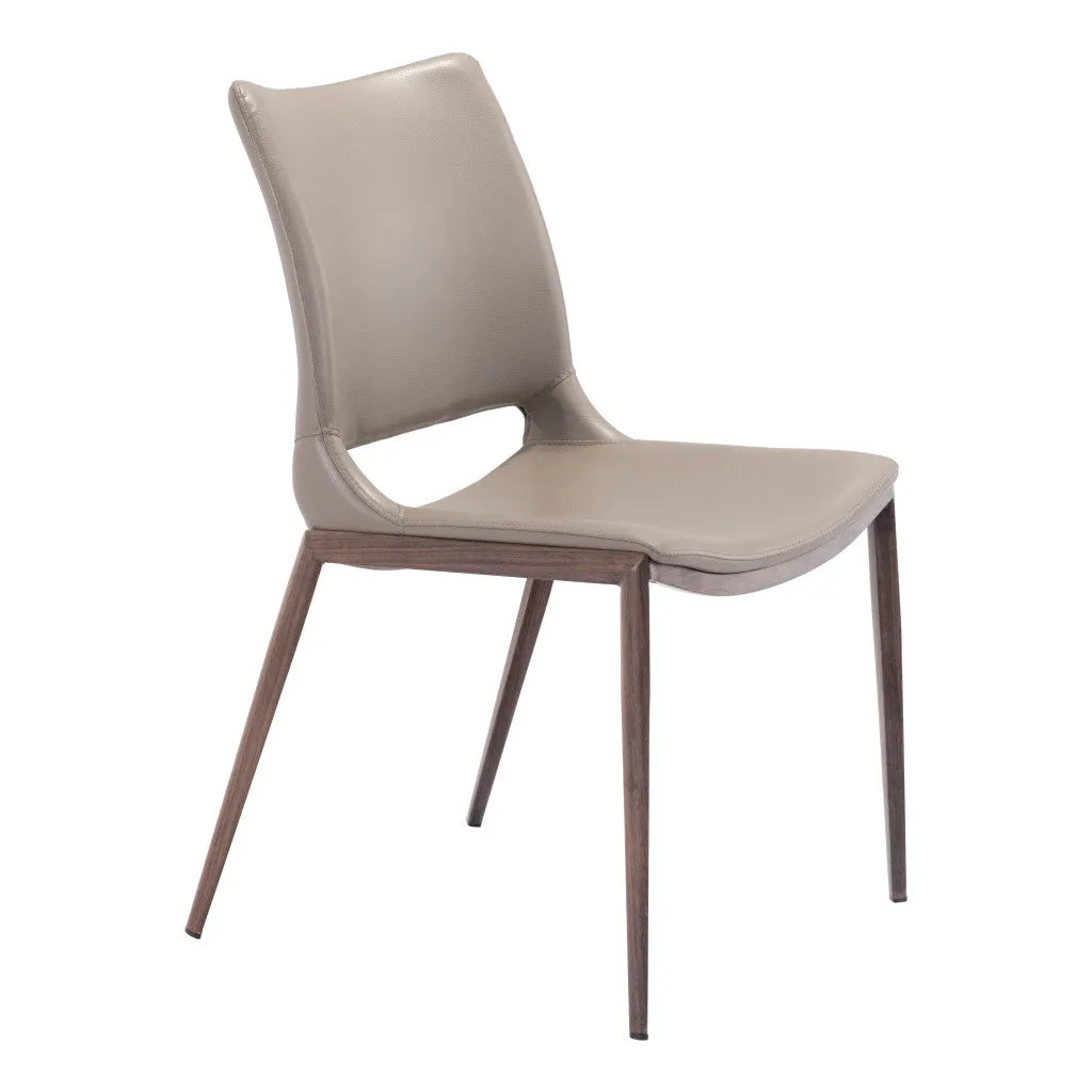Set of Two Gray Faux Leather and Espresso Mod Ergo Dining Chairs By Homeroots