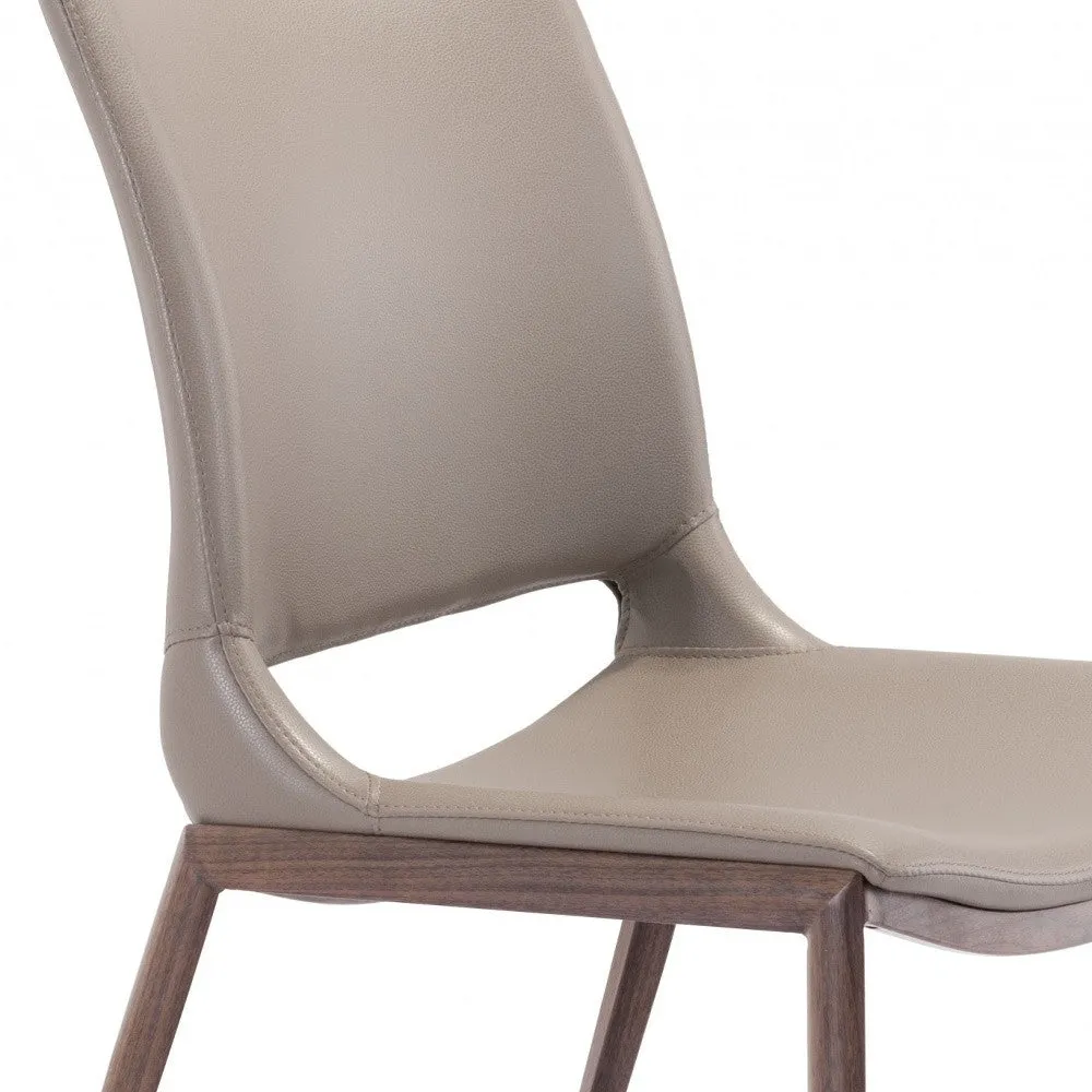 Set of Two Gray Faux Leather and Espresso Mod Ergo Dining Chairs By Homeroots