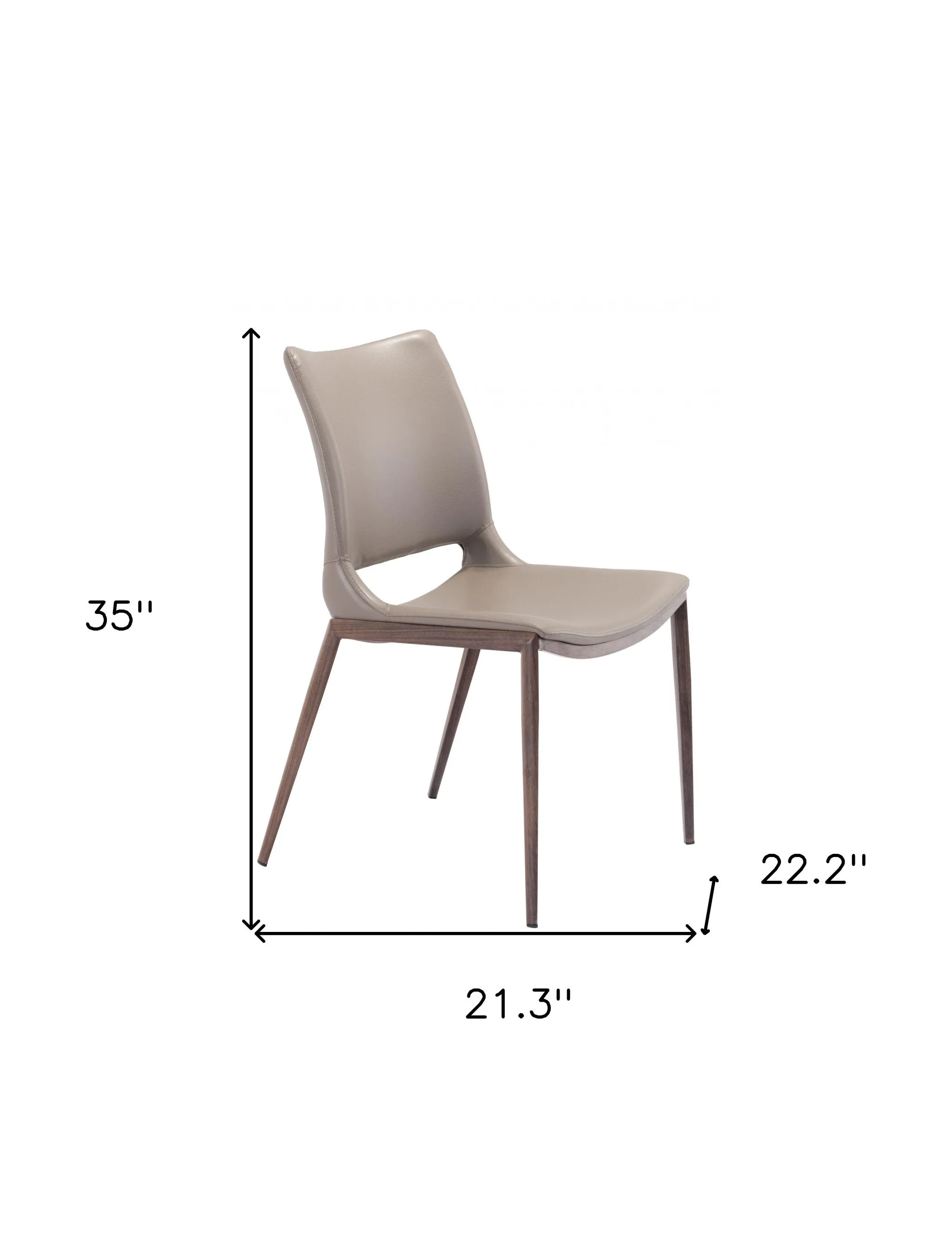 Set of Two Gray Faux Leather and Espresso Mod Ergo Dining Chairs By Homeroots