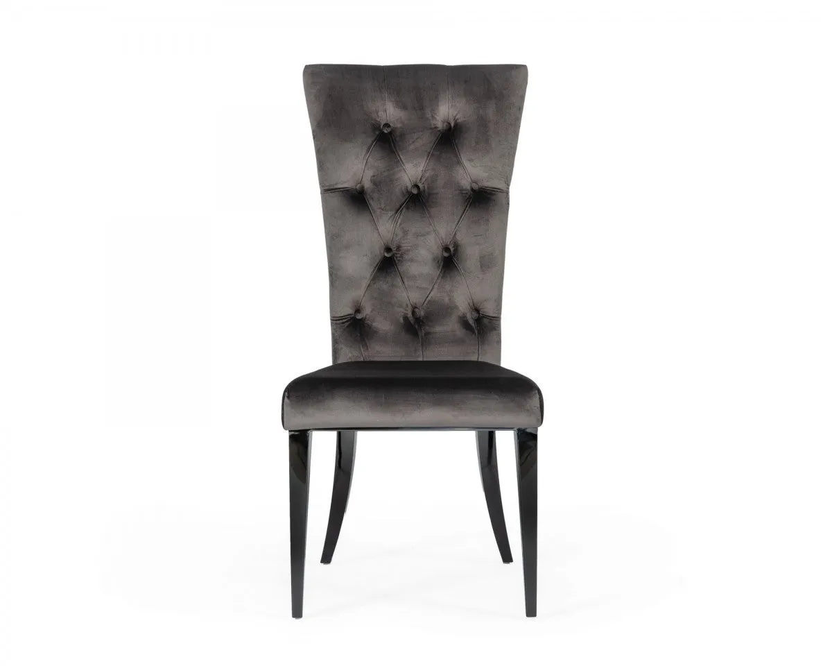 Set of Two Gray Velvet Modern Dining Chairs By Homeroots
