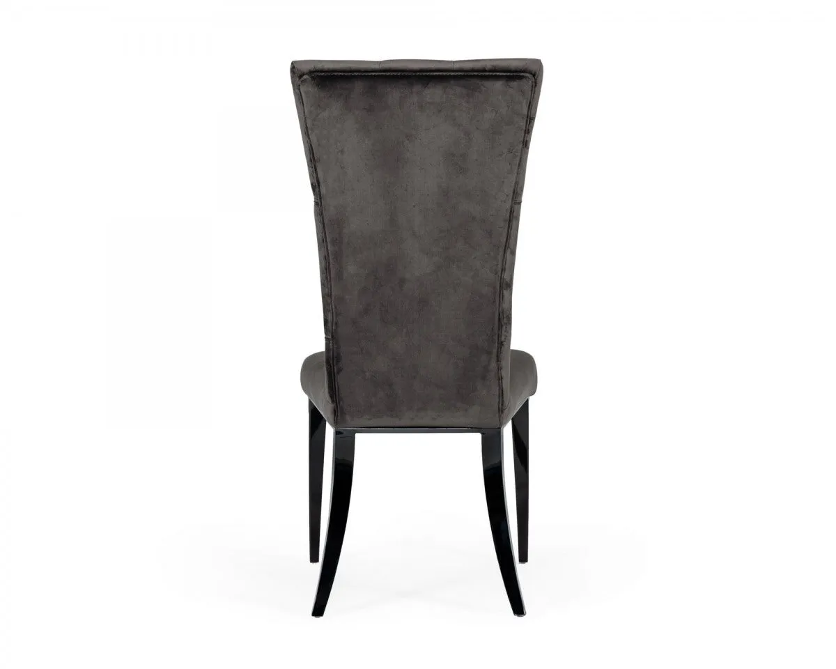 Set of Two Gray Velvet Modern Dining Chairs By Homeroots