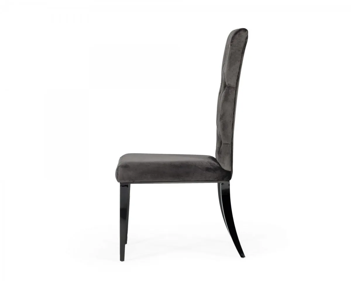 Set of Two Gray Velvet Modern Dining Chairs By Homeroots