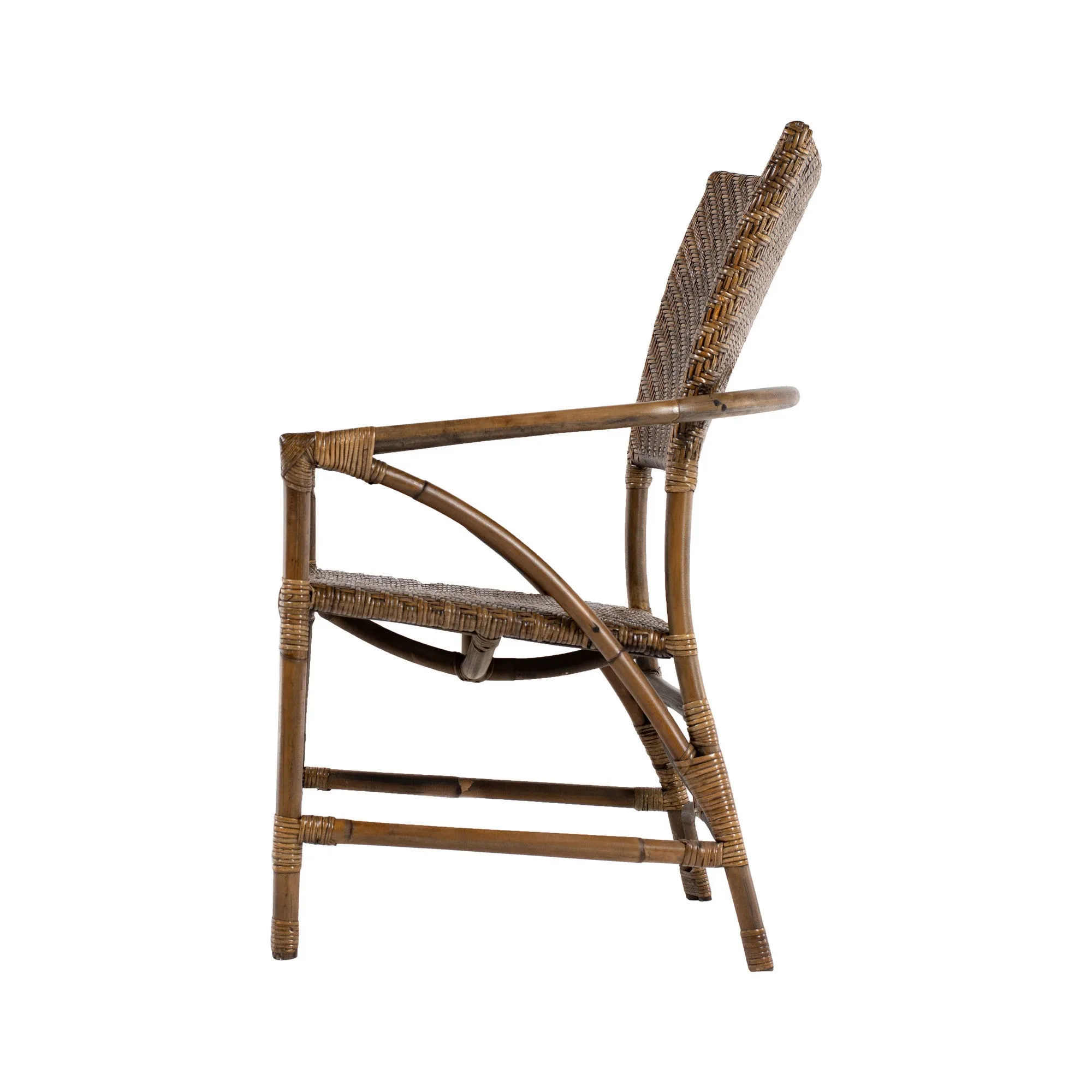 Set of Two Natural Rattan Open Back Dining Arm Chairs By Homeroots
