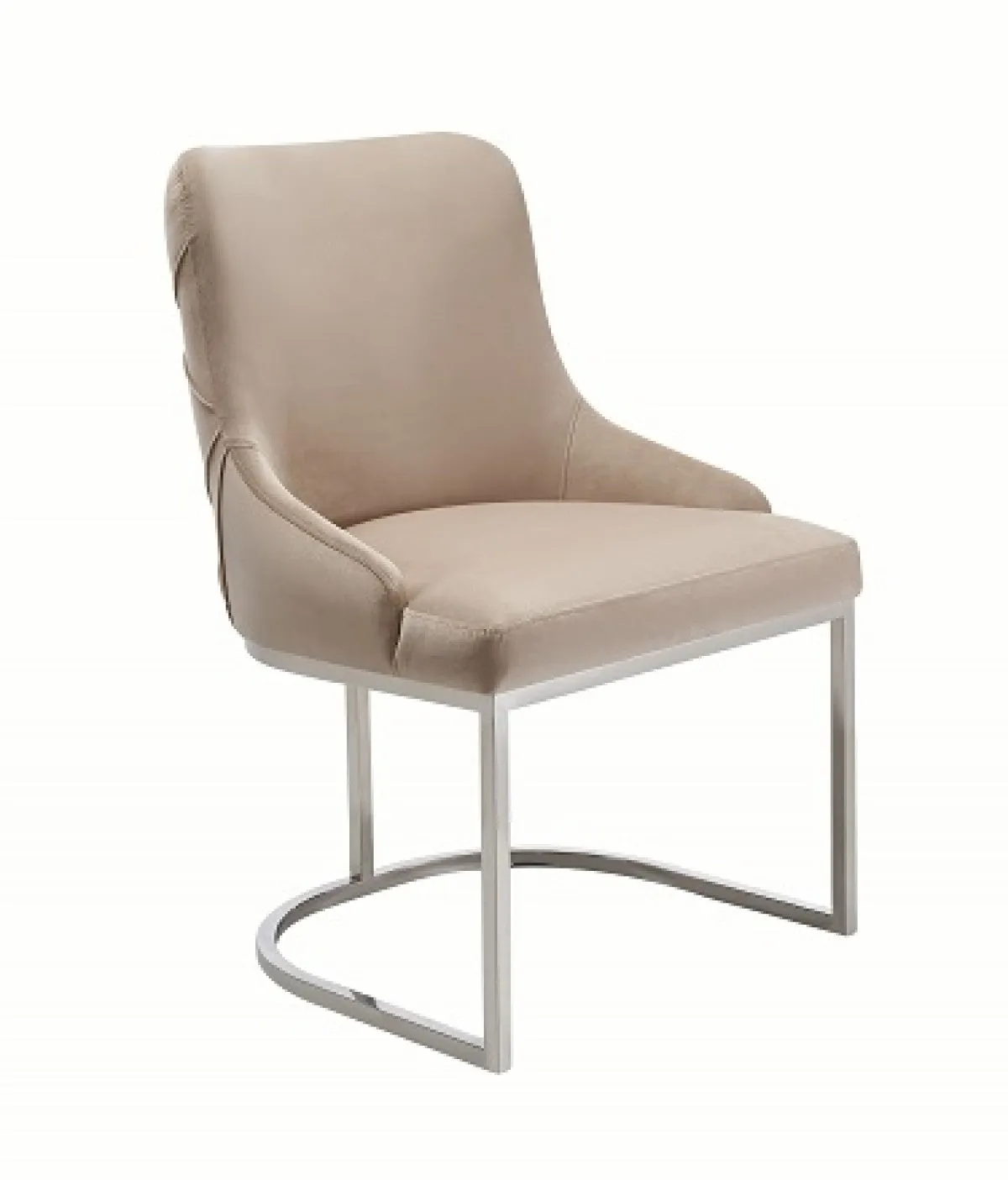 Set of Two Tufted Beige And Silver Upholstered Velvet Wing Back Dining Side Chairs By Homeroots