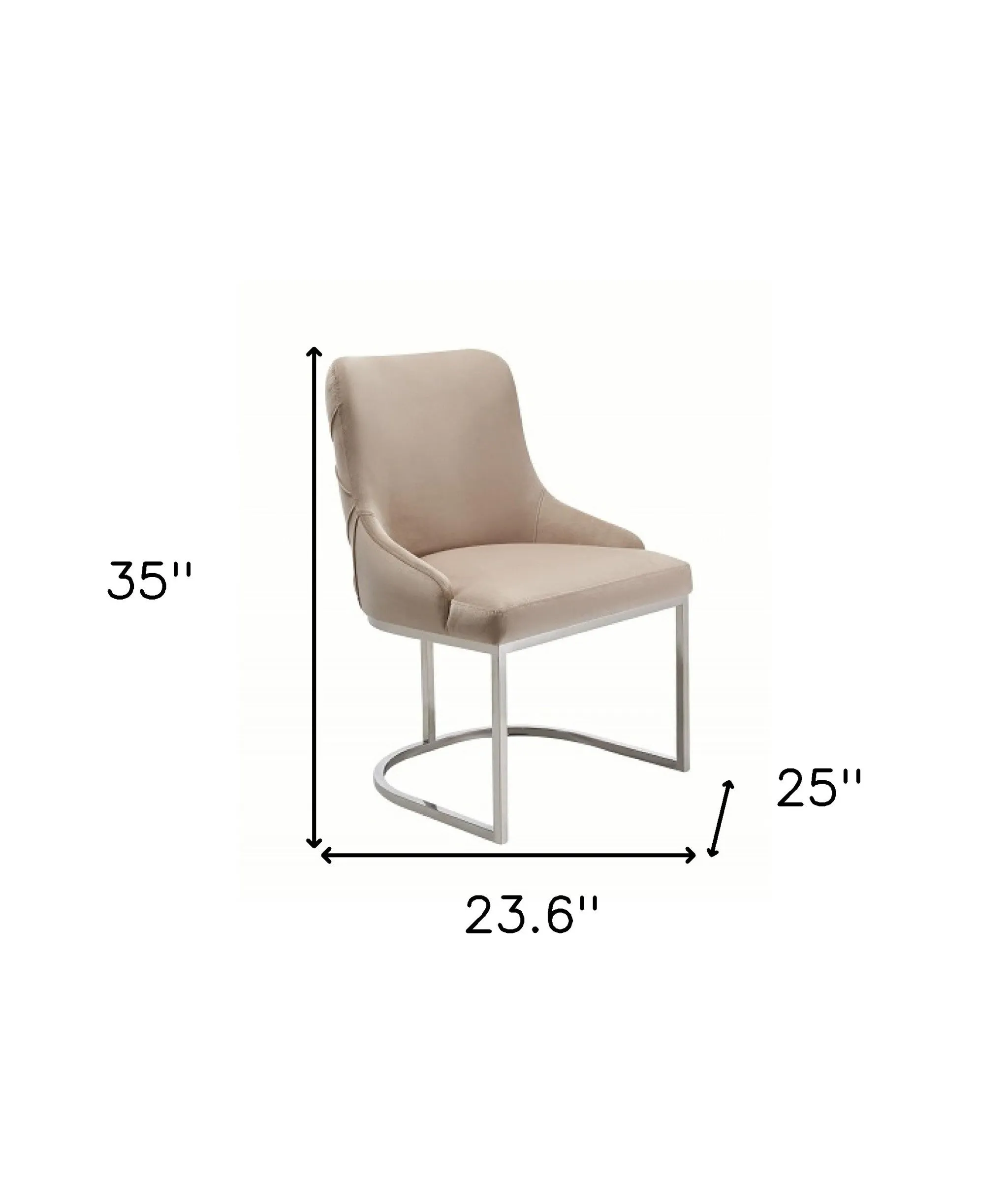Set of Two Tufted Beige And Silver Upholstered Velvet Wing Back Dining Side Chairs By Homeroots