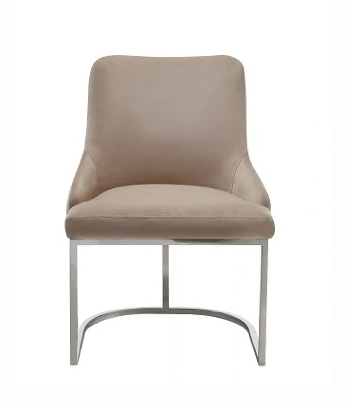 Set of Two Tufted Beige And Silver Upholstered Velvet Wing Back Dining Side Chairs By Homeroots
