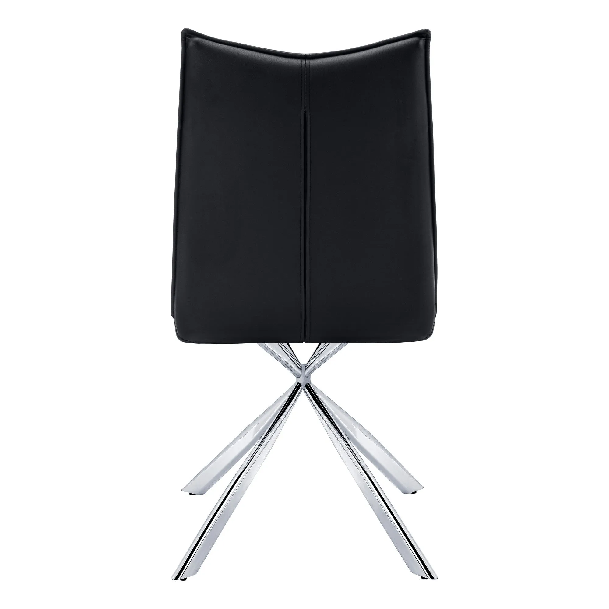 Set of Two Tufted Black And Silver Upholstered Faux Leather Dining Parsons Chairs By Homeroots