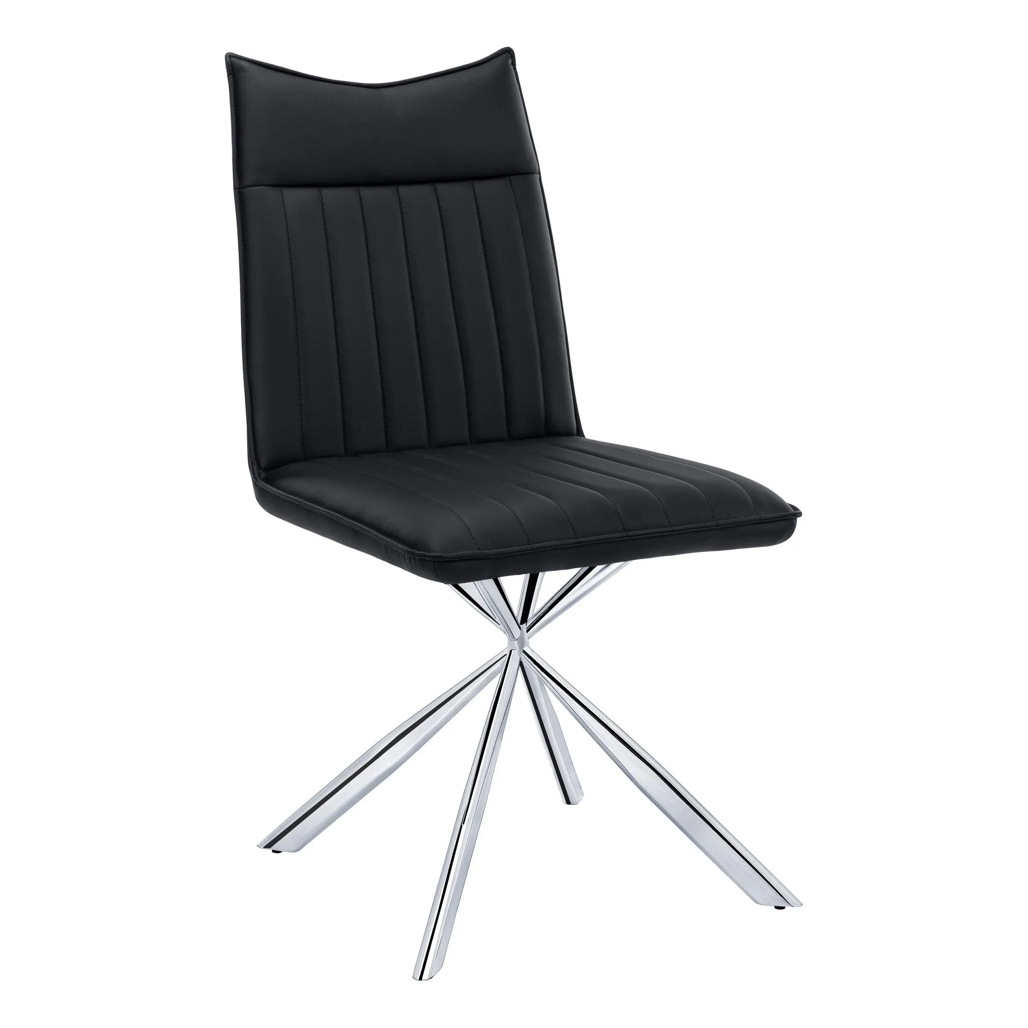Set of Two Tufted Black And Silver Upholstered Faux Leather Dining Parsons Chairs By Homeroots